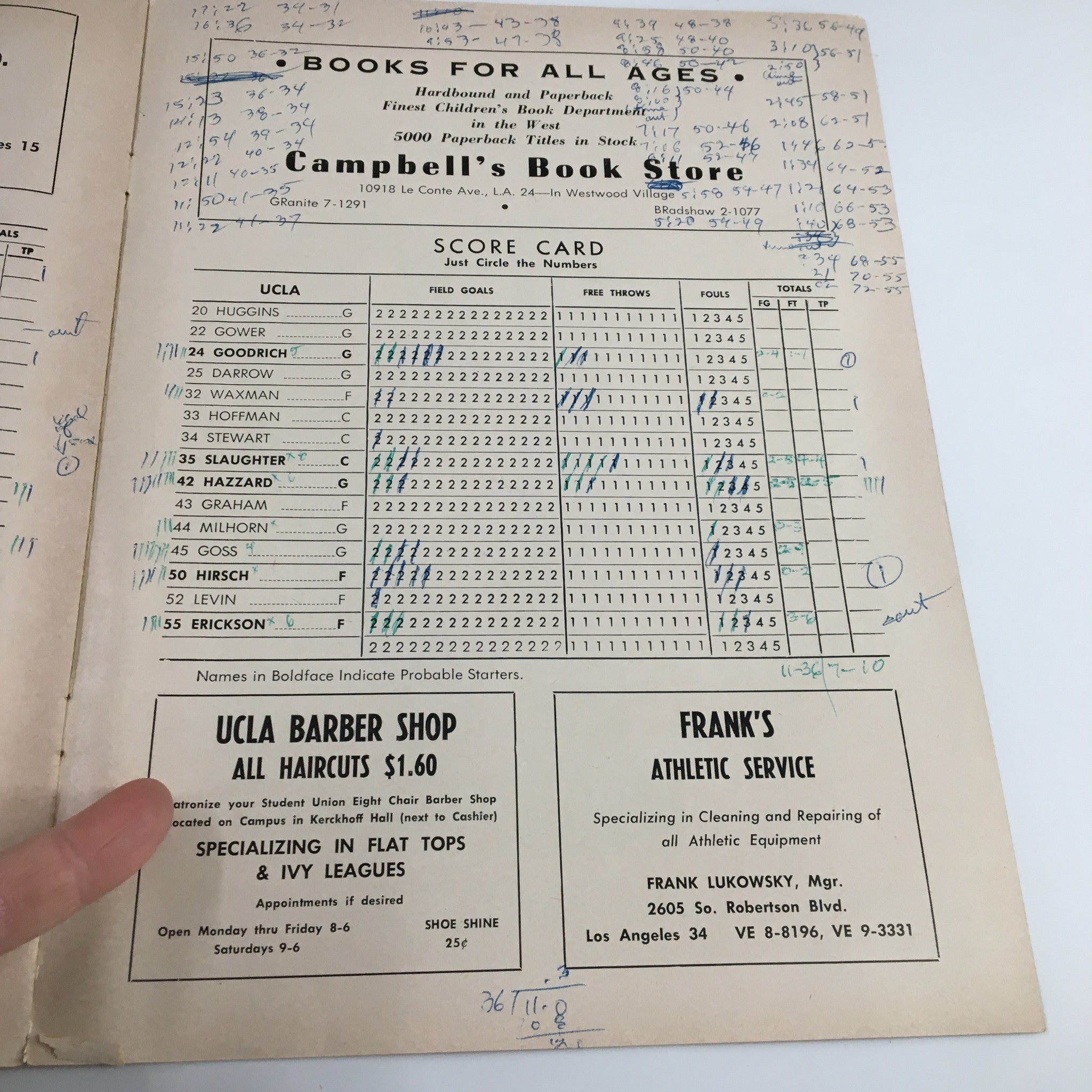 December 15 1962 NCAA Basketball Missouri vs UCLA The Hoop Official Program