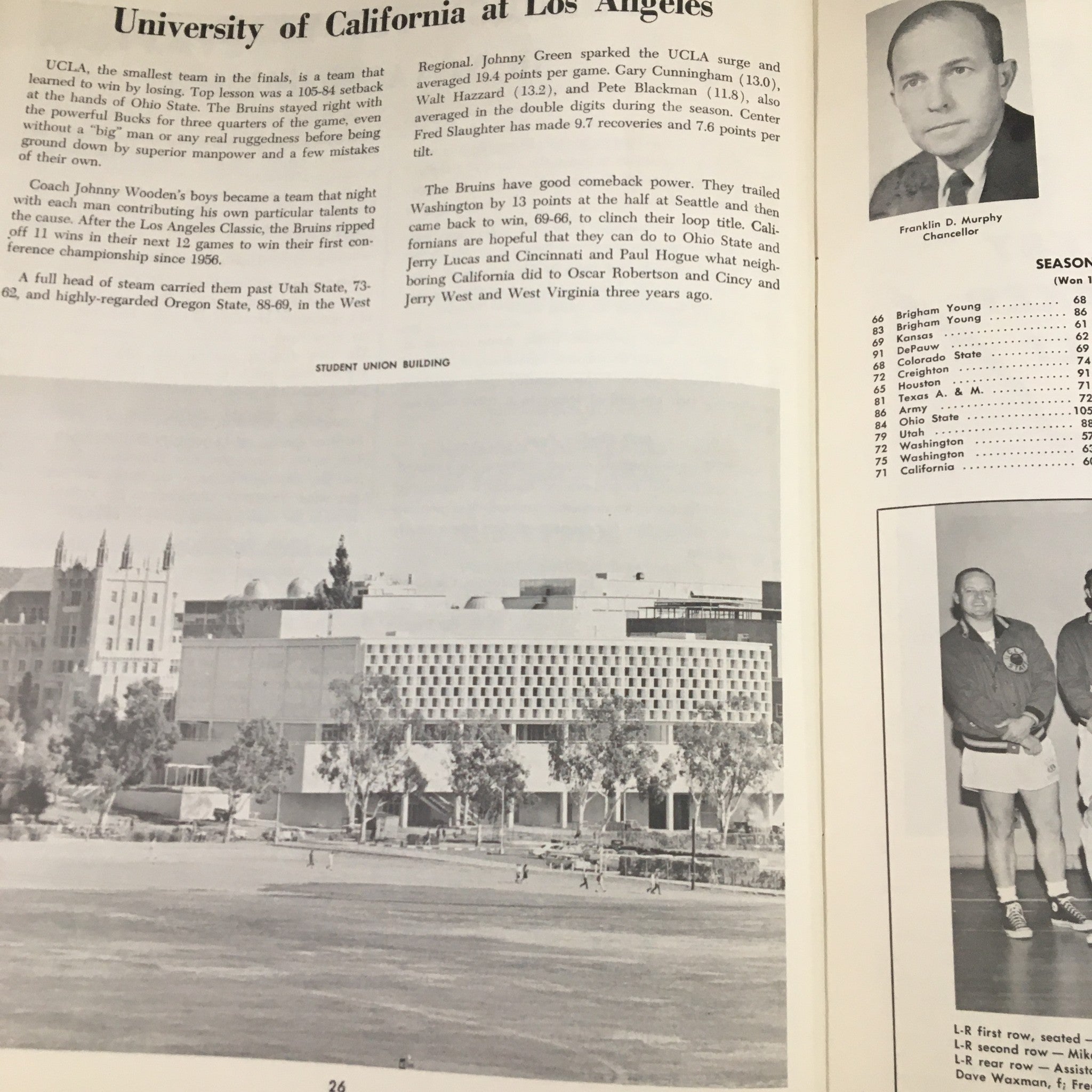 March 23-24 1962 NCAA Basketball UCLA USC Championship Official Program