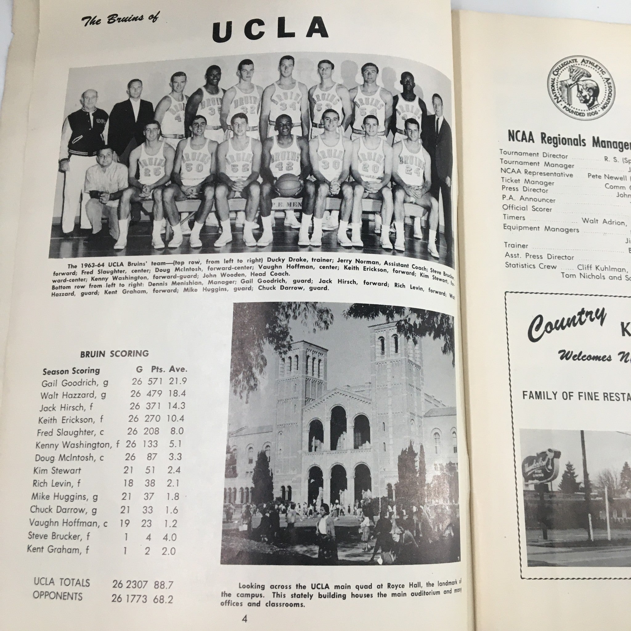 March 13-14 1964 NCAA Basketball Seattle vs UCLA Far West Regional Playoffs