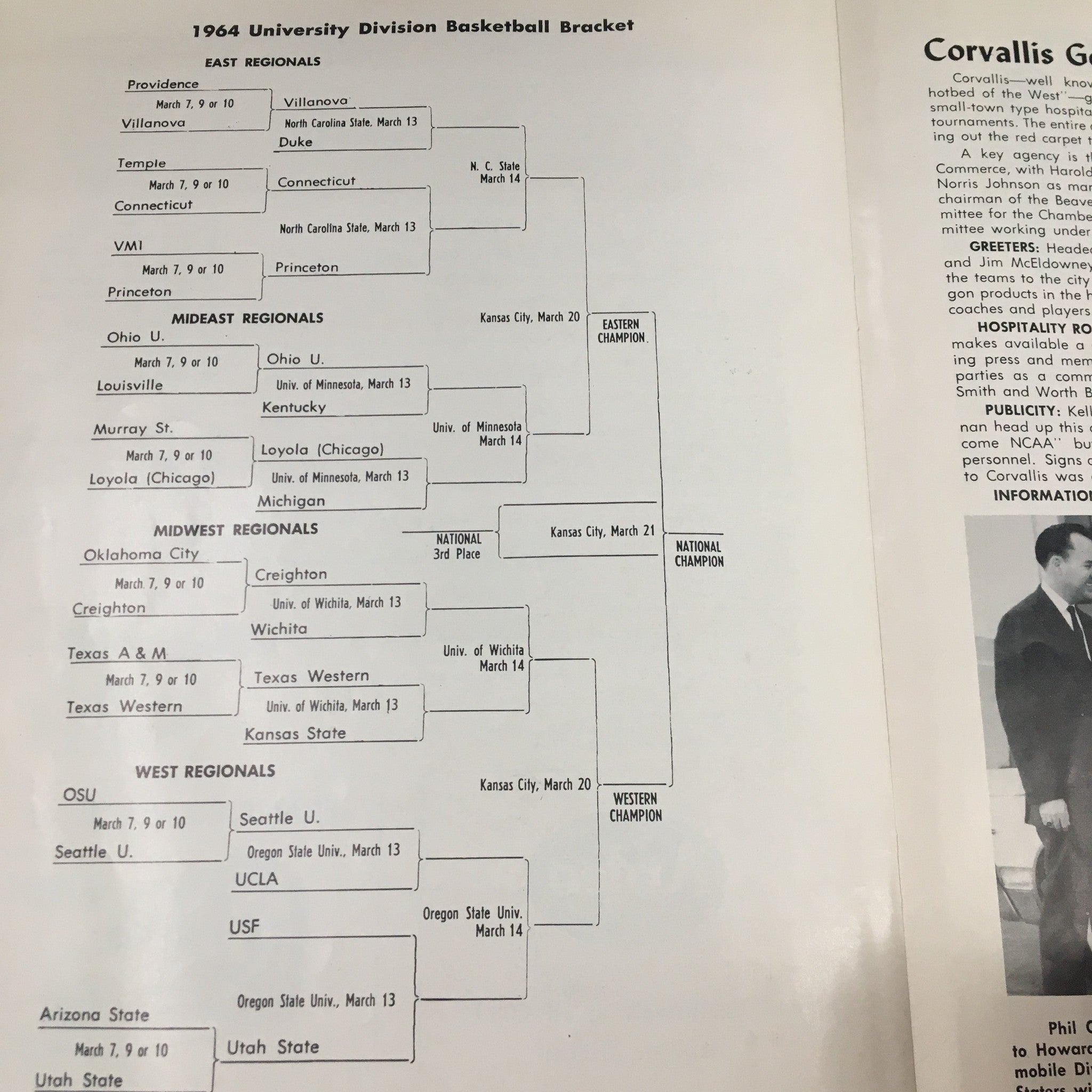 March 13-14 1964 NCAA Basketball Seattle vs UCLA Far West Regional Playoffs