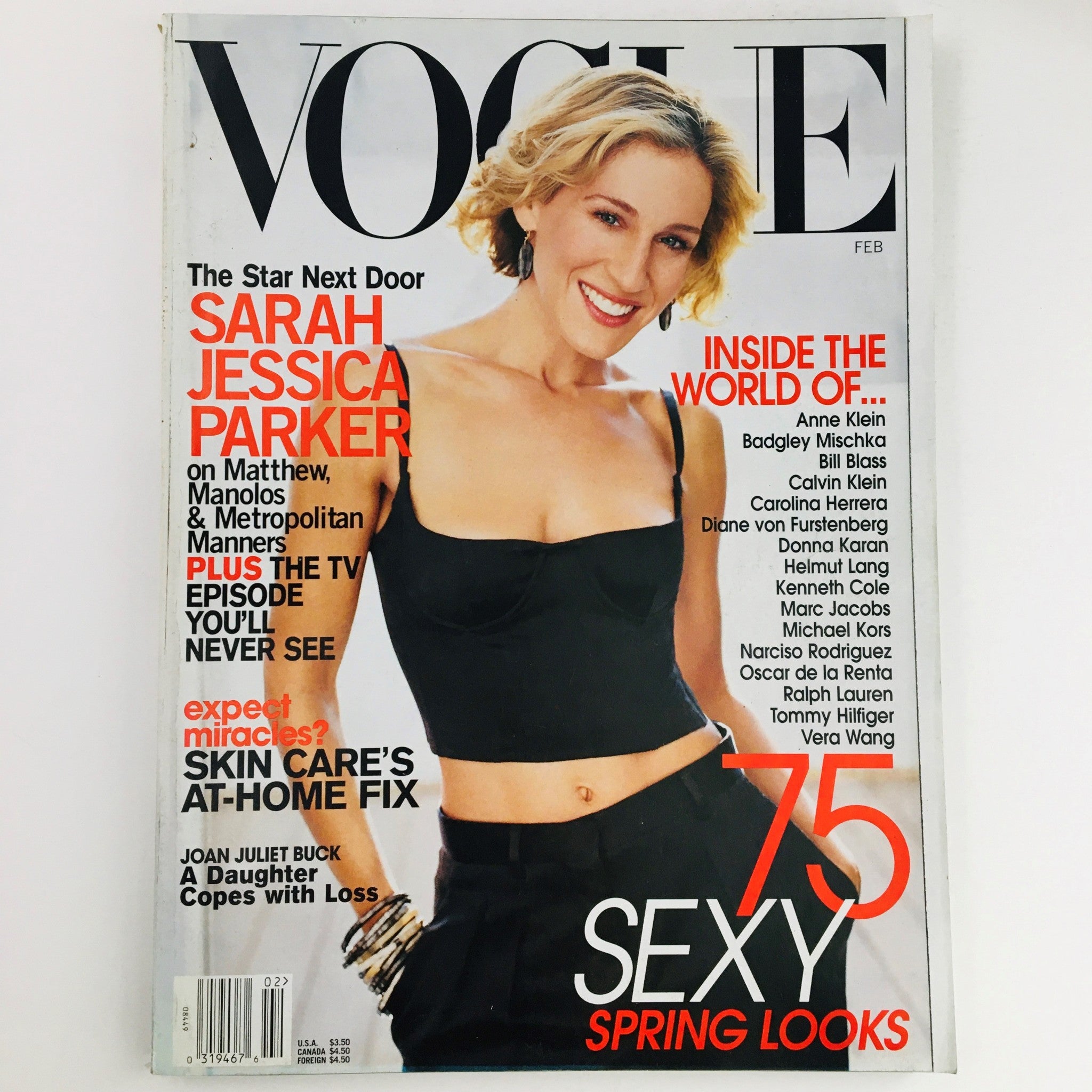 Vogue Magazine February 2002 American Actress Sarah Jessica Parker, No Label VG