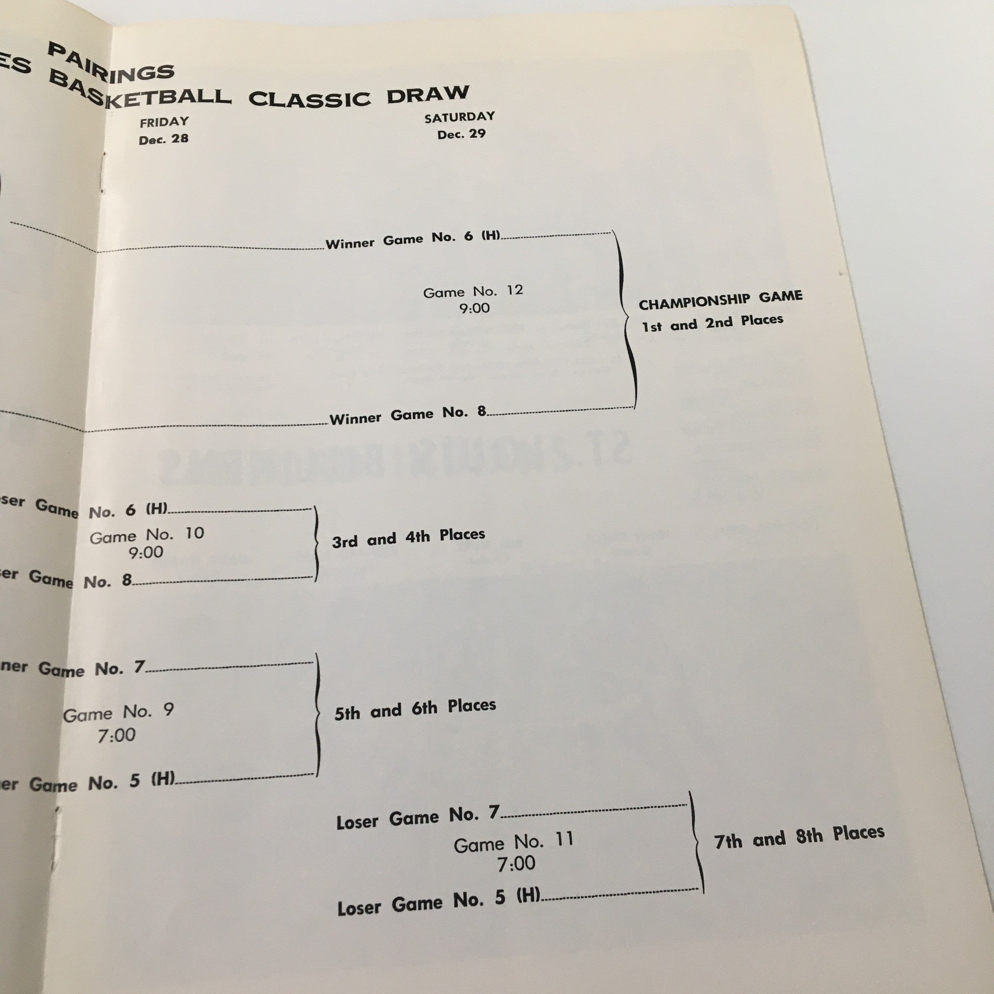 December 26 1962 NCAA St. Louis vs UCLA Basketball Classic Official Program