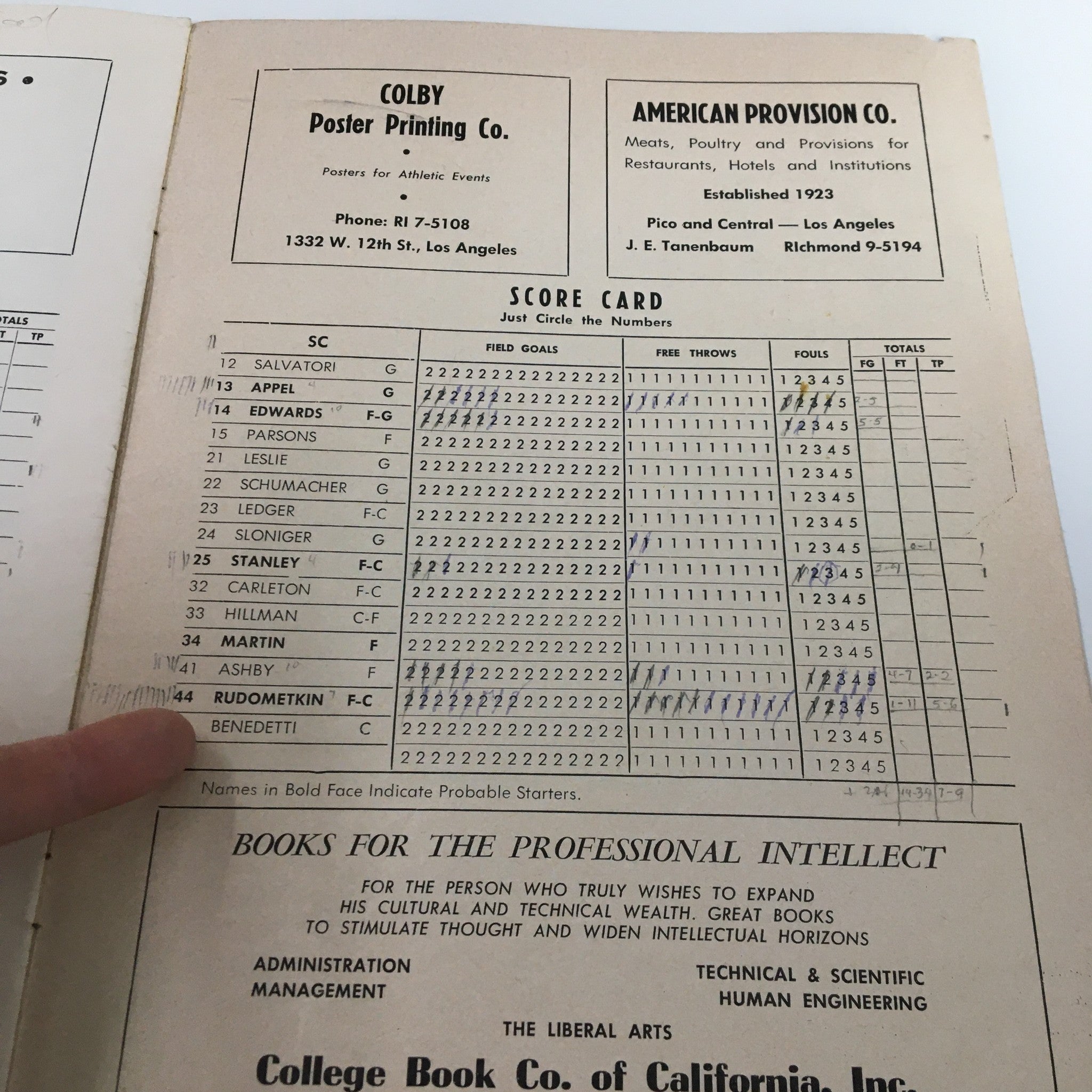 February 3 1961 NCAA Basketball SC vs UCLA Bruins The Hoop Official Program