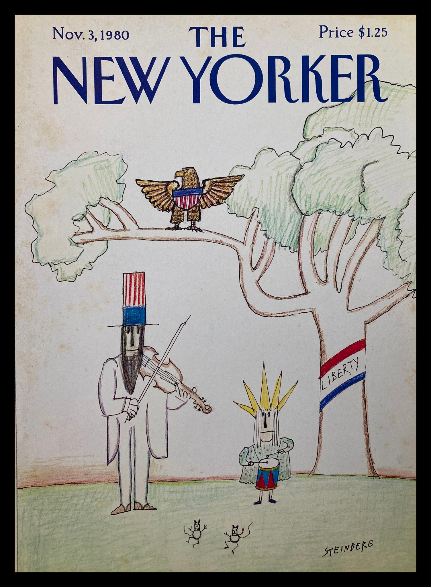 COVER ONLY The New Yorker November 3 1980 Liberty by Saul Steinberg No Label