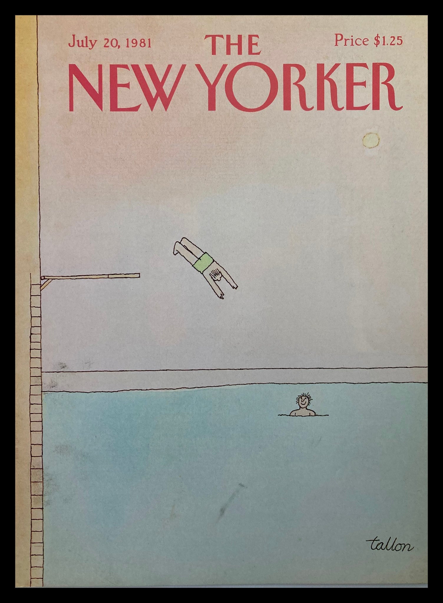 COVER ONLY The New Yorker July 20 1981 Dive by Robert Tallon No Label