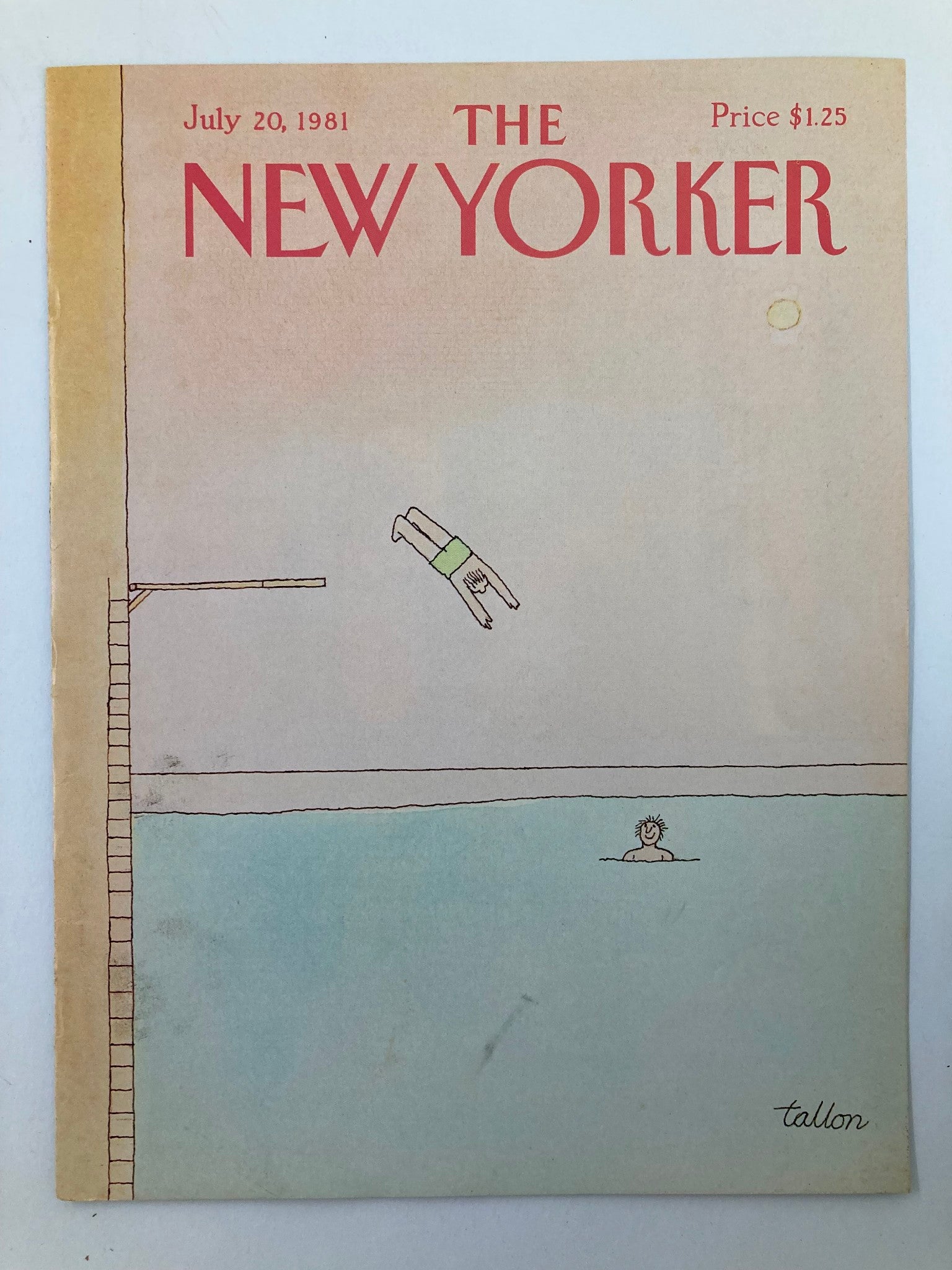 COVER ONLY The New Yorker July 20 1981 Dive by Robert Tallon No Label