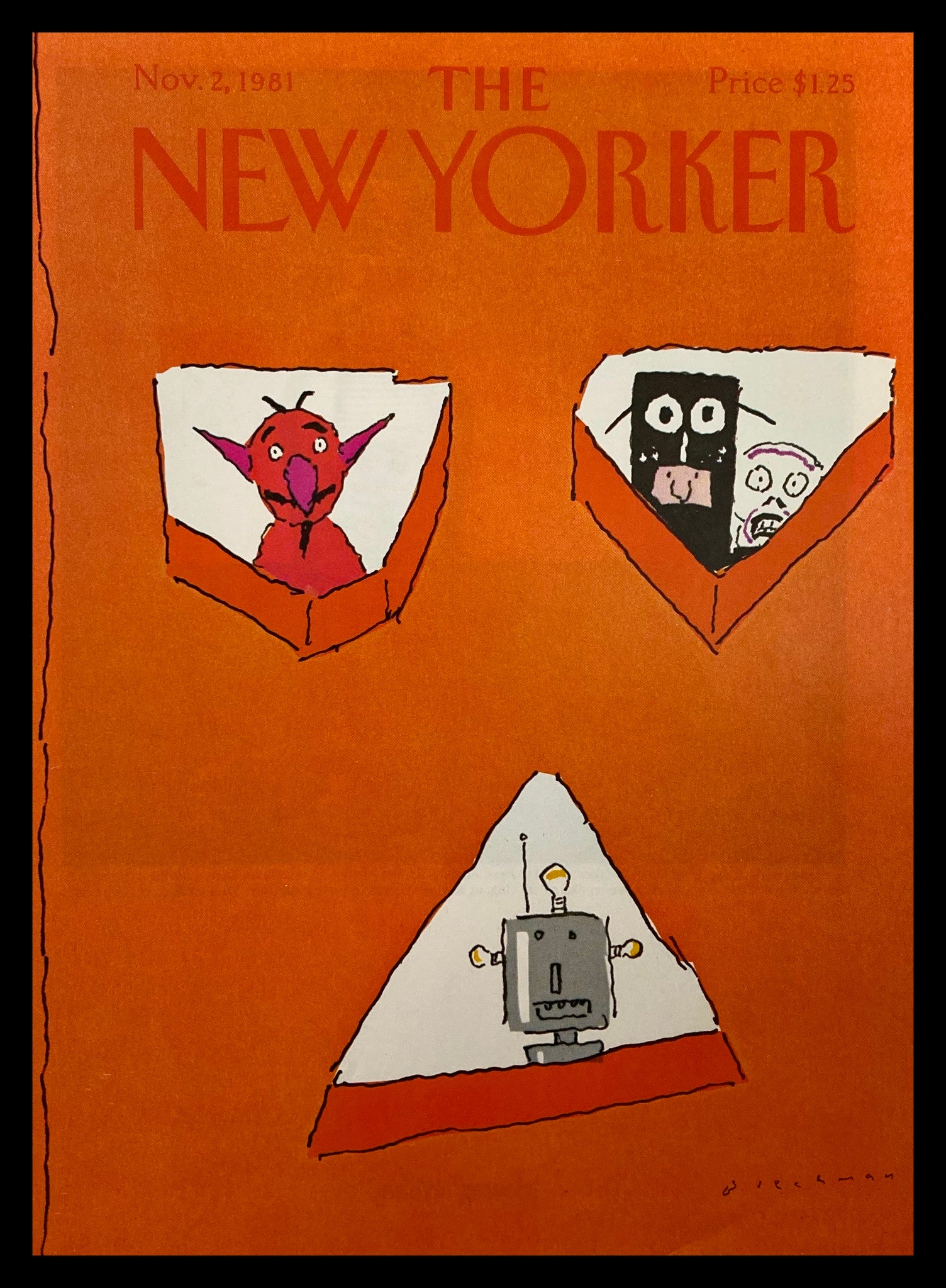 COVER ONLY The New Yorker November 2 1981 Icons by R.O. Blechman No Label