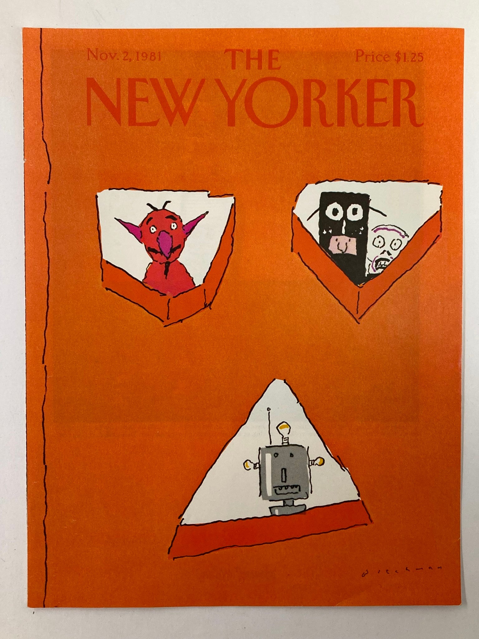 COVER ONLY The New Yorker November 2 1981 Icons by R.O. Blechman No Label