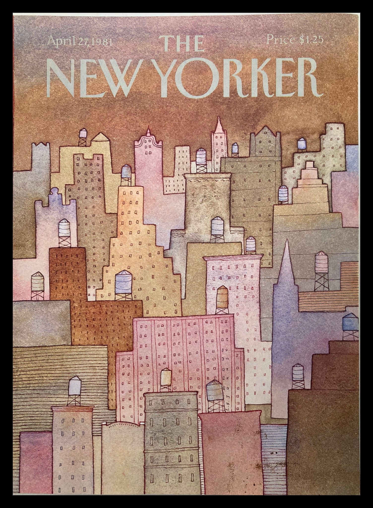 COVER ONLY The New Yorker April 27 1981 Water Tanks by Lonni S Johnson No Label