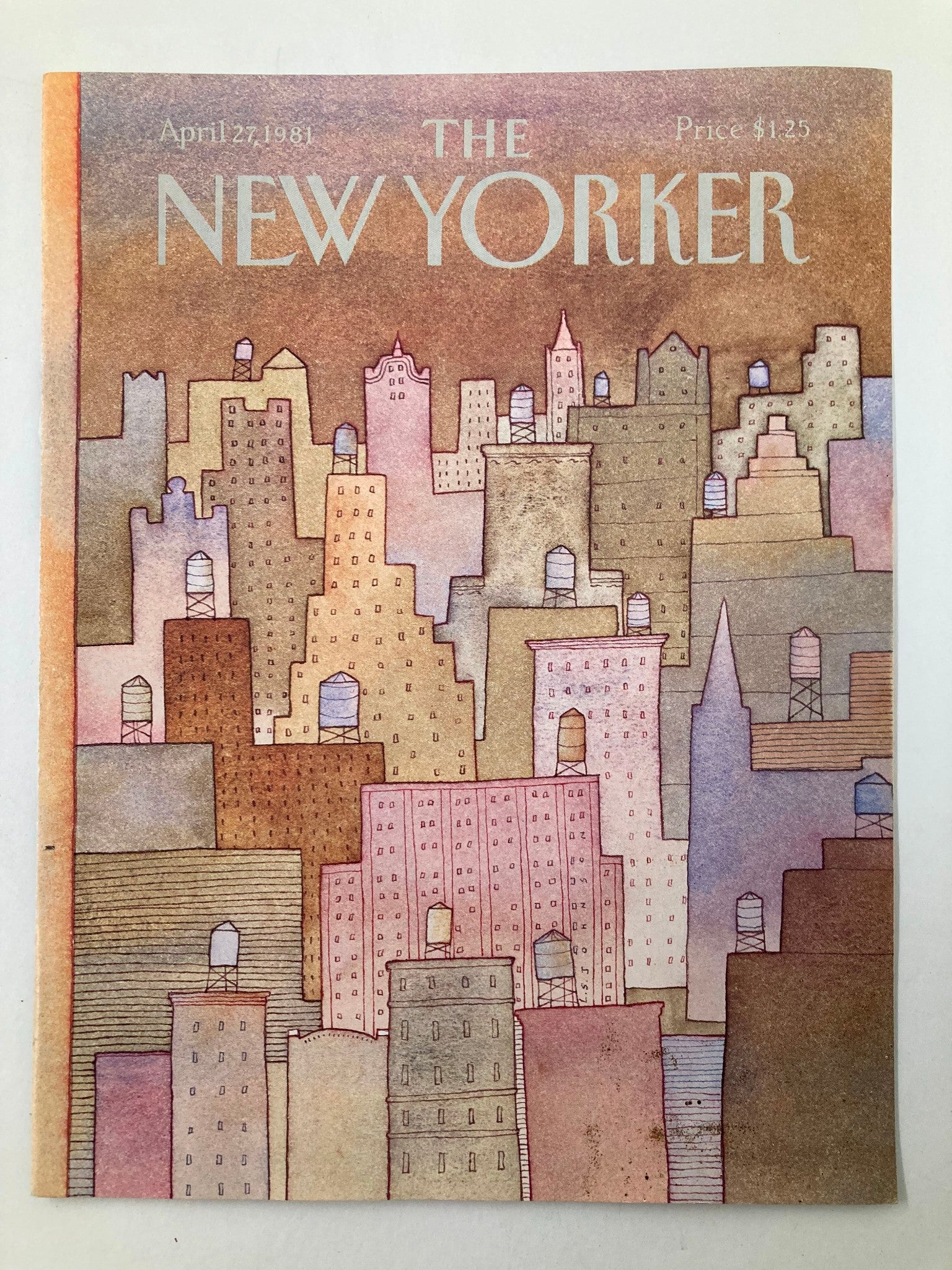 COVER ONLY The New Yorker April 27 1981 Water Tanks by Lonni S Johnson No Label