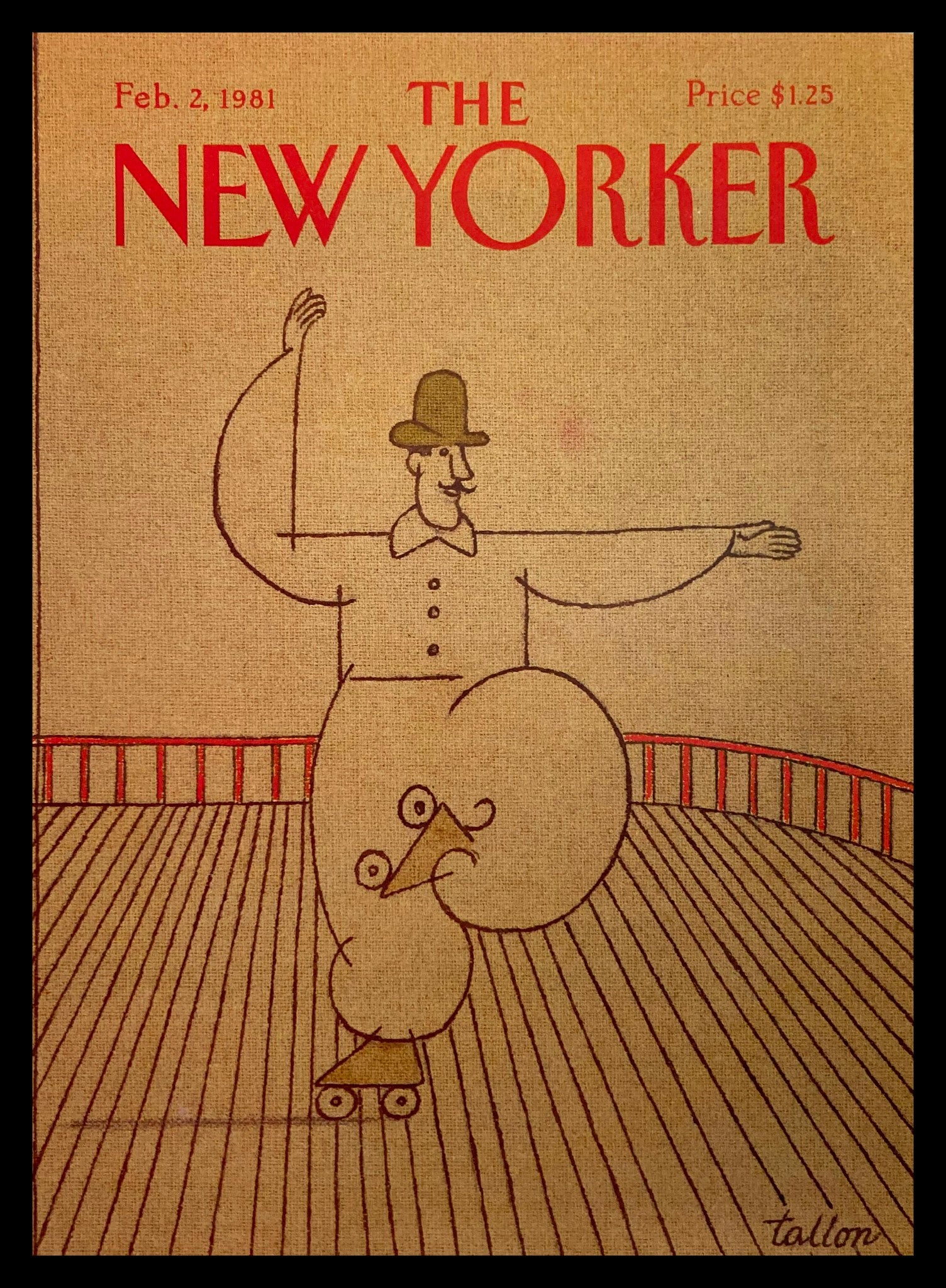 COVER ONLY The New Yorker February 2 1981 Performer by Robert Tallon No Label