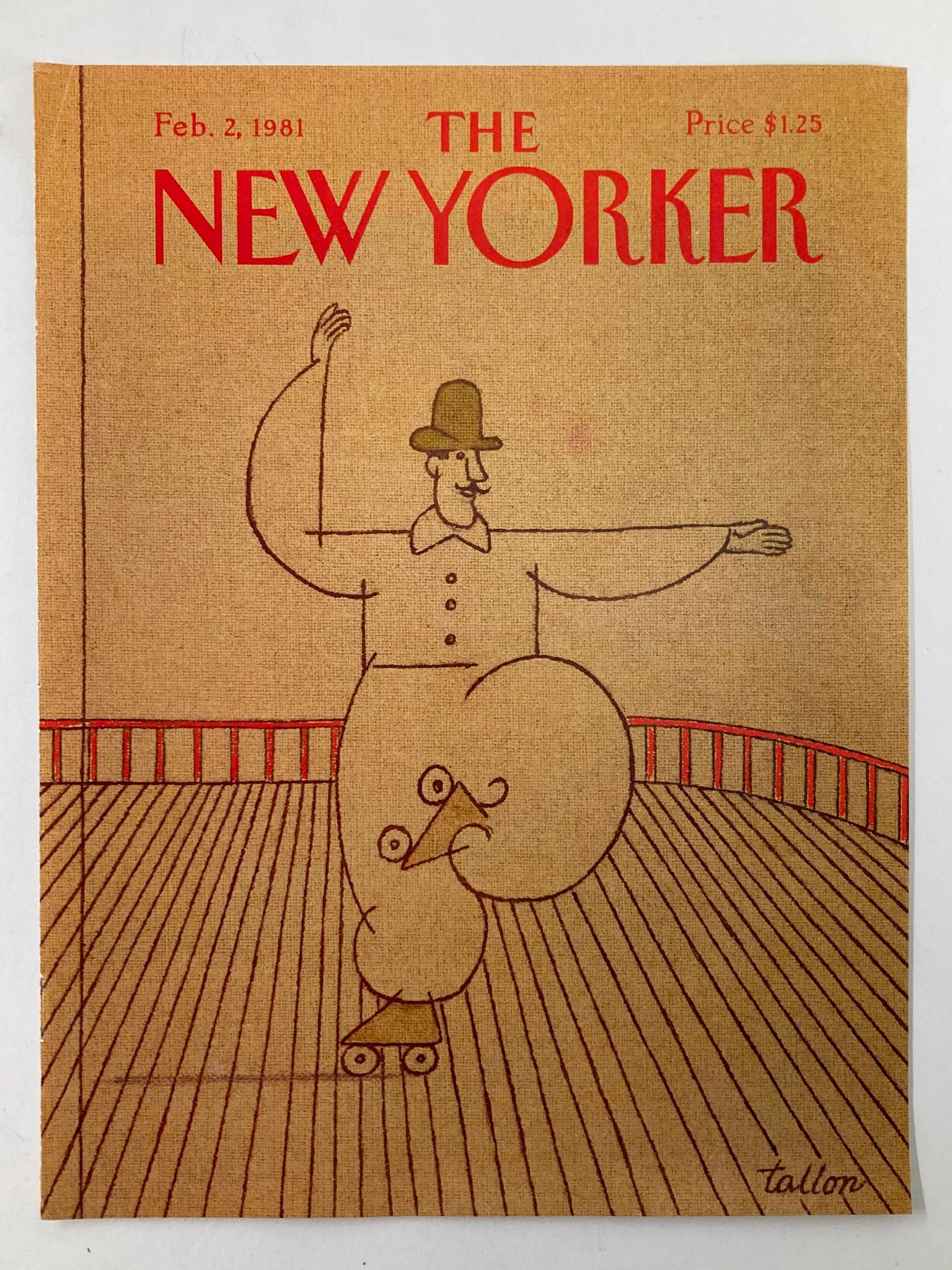 COVER ONLY The New Yorker February 2 1981 Performer by Robert Tallon No Label