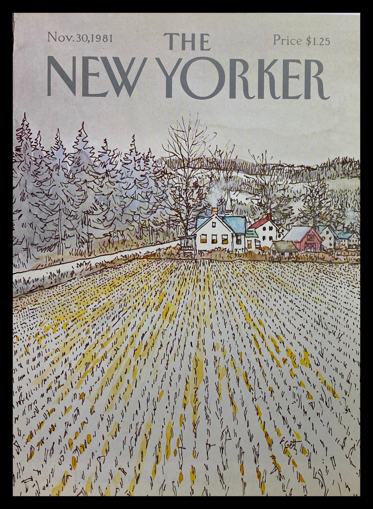 COVER ONLY The New Yorker November 30 1981 Rice Field by Arthur Getz No Label