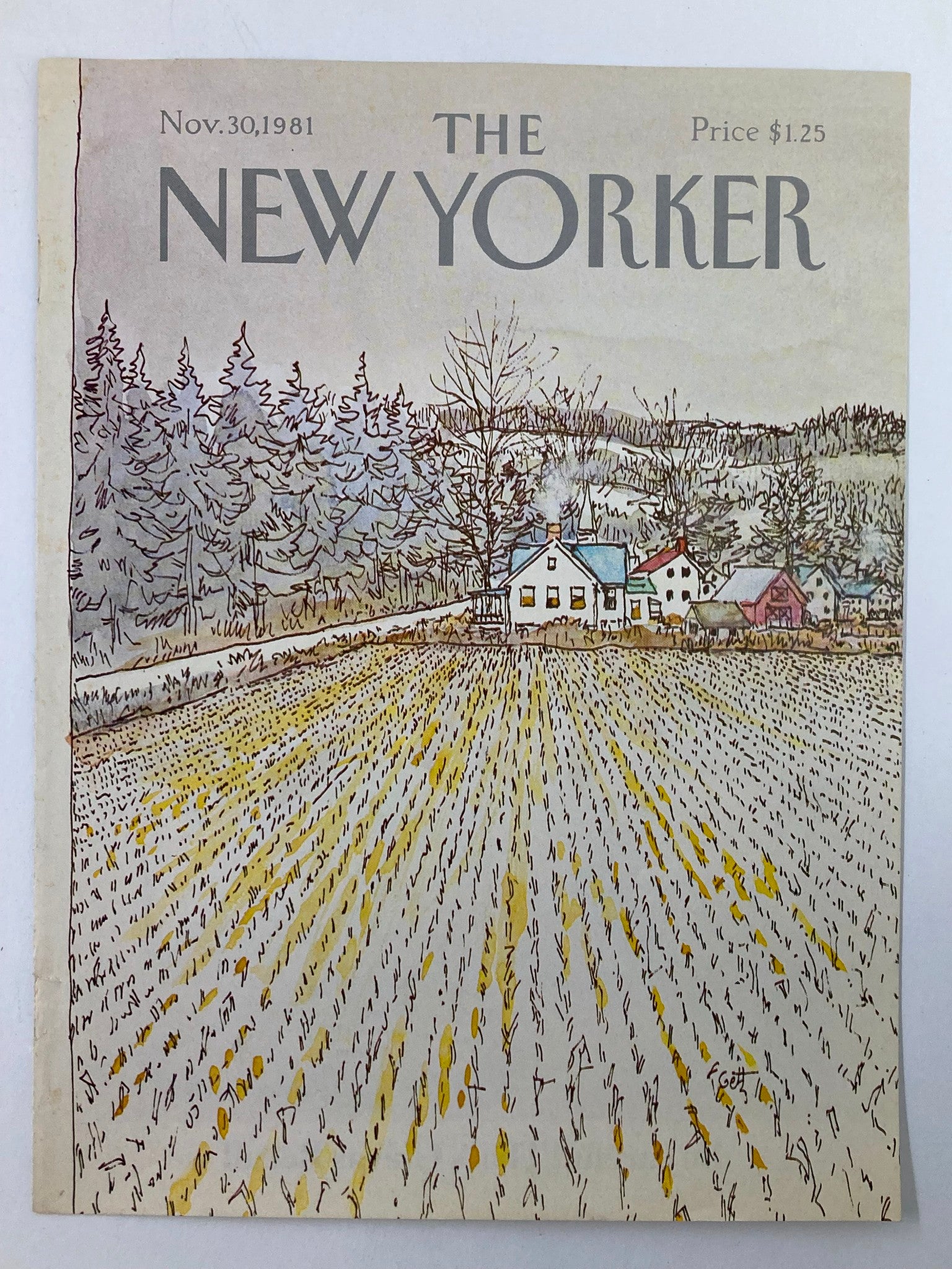 COVER ONLY The New Yorker November 30 1981 Rice Field by Arthur Getz No Label