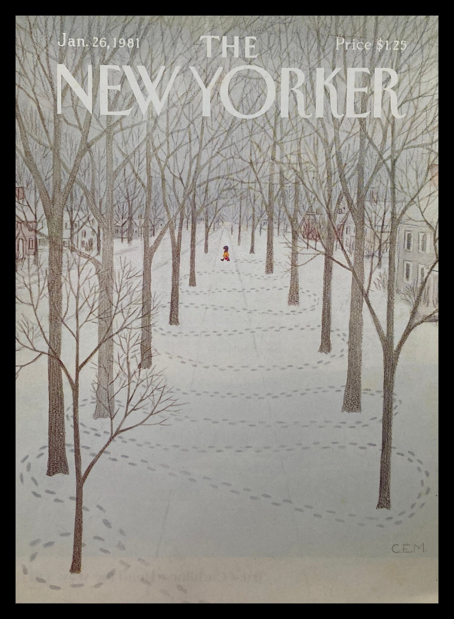 COVER ONLY The New Yorker January 26 1981 Snowprints by Charles Martin No Label