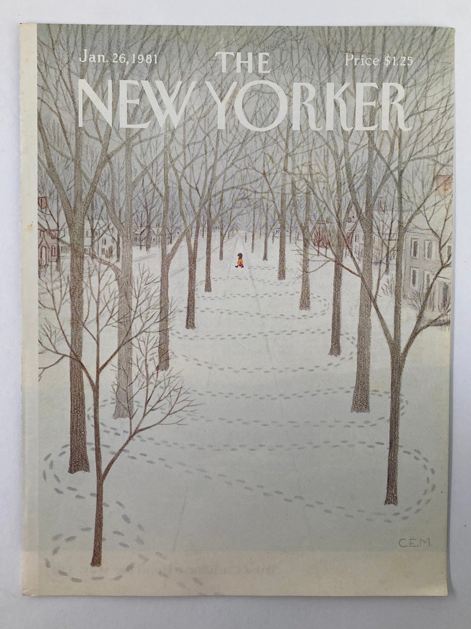 COVER ONLY The New Yorker January 26 1981 Snowprints by Charles Martin No Label