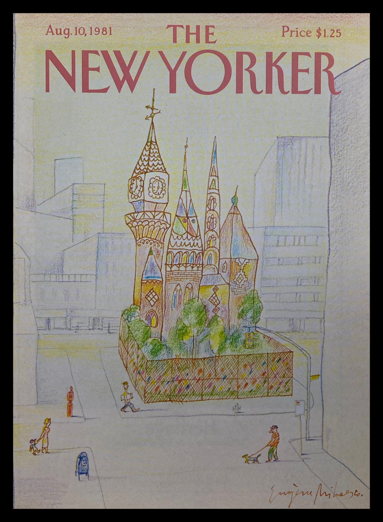 COVER ONLY The New Yorker August 10 1981 School Town by Eugene Mihaesco No Label