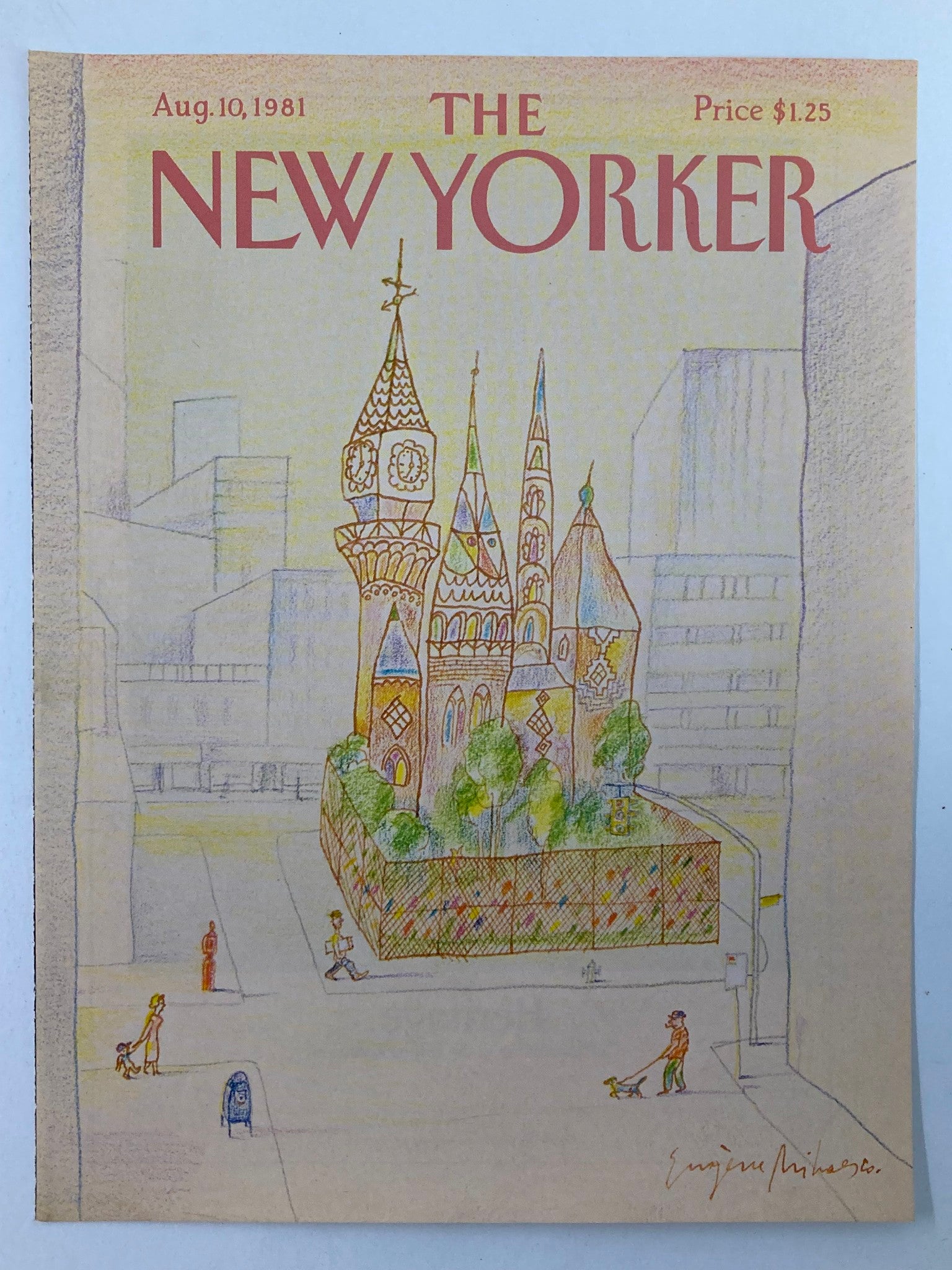 COVER ONLY The New Yorker August 10 1981 School Town by Eugene Mihaesco No Label