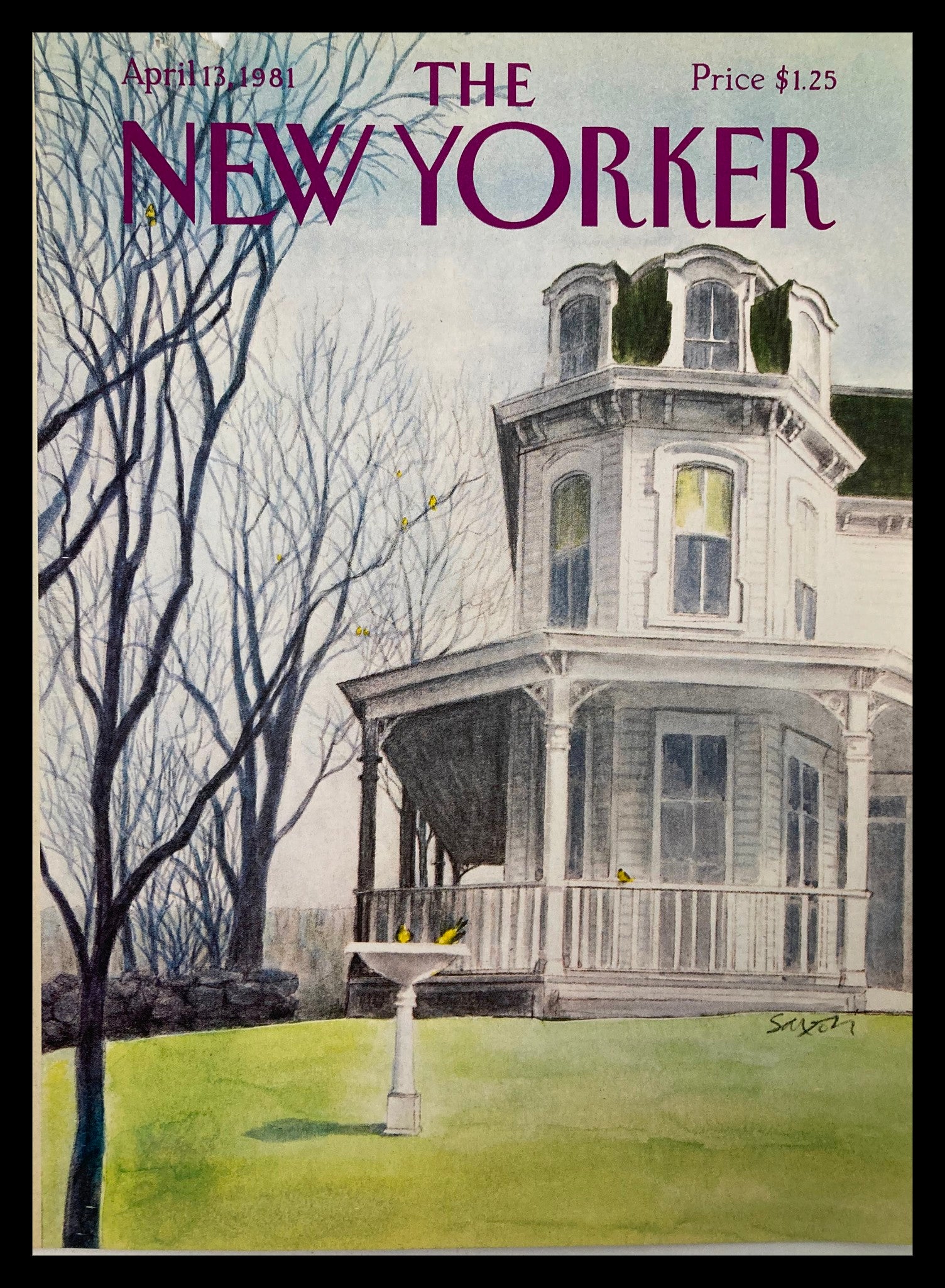 COVER ONLY The New Yorker April 13 1981 Mansion by Charles Saxon No Label