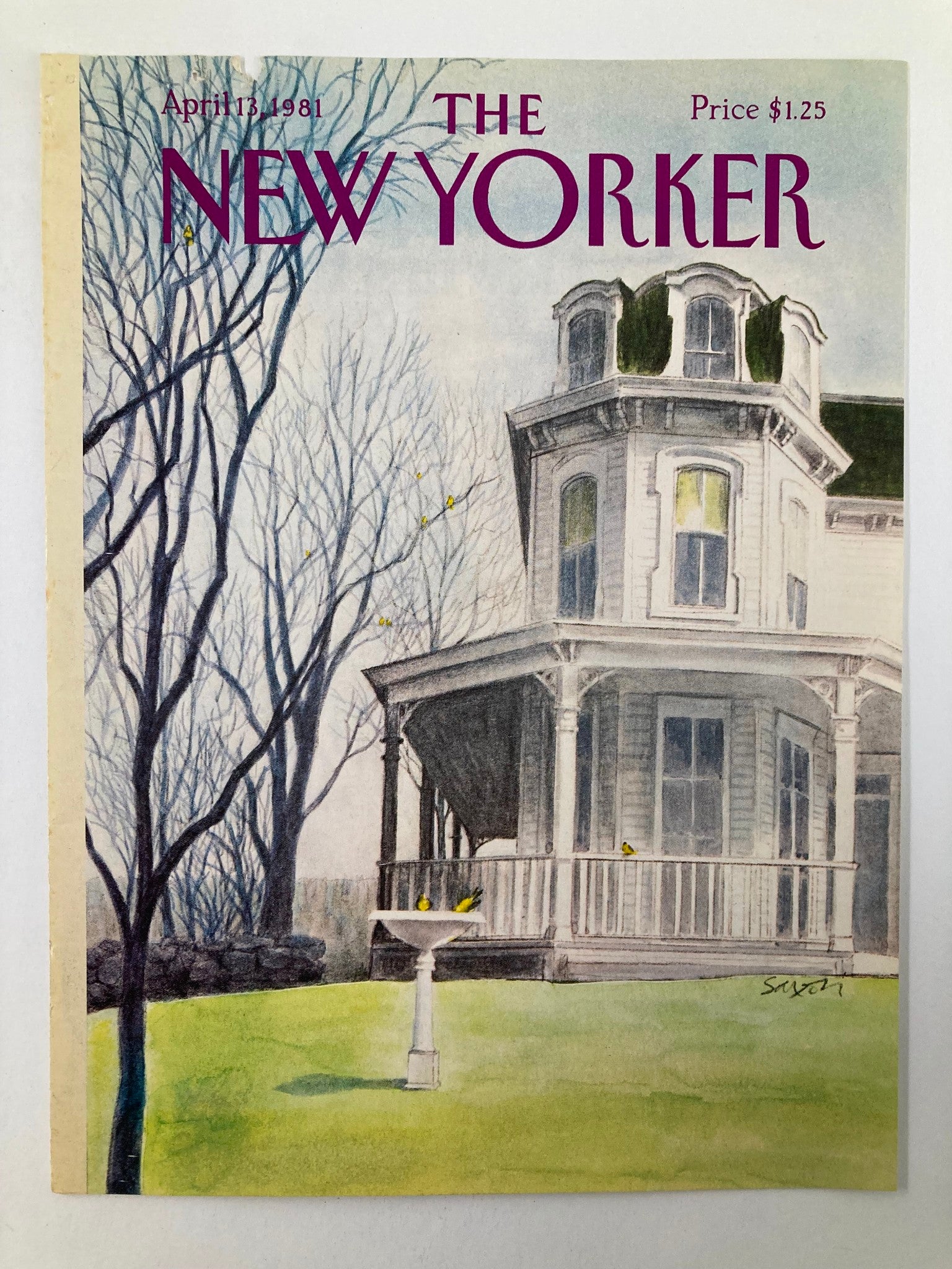 COVER ONLY The New Yorker April 13 1981 Mansion by Charles Saxon No Label