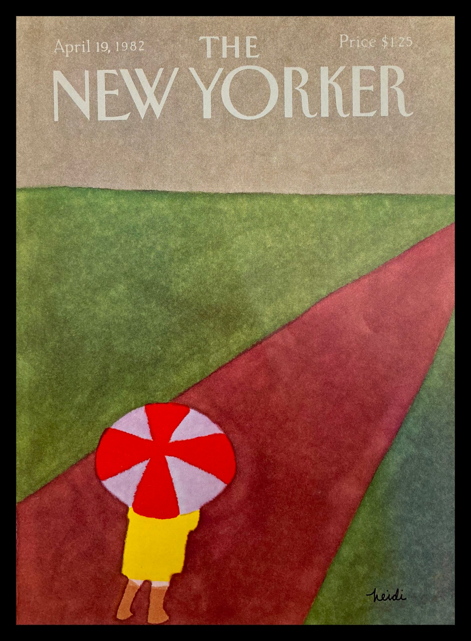 COVER ONLY The New Yorker April 19 1982 Red White by Heidi Goennel No Label