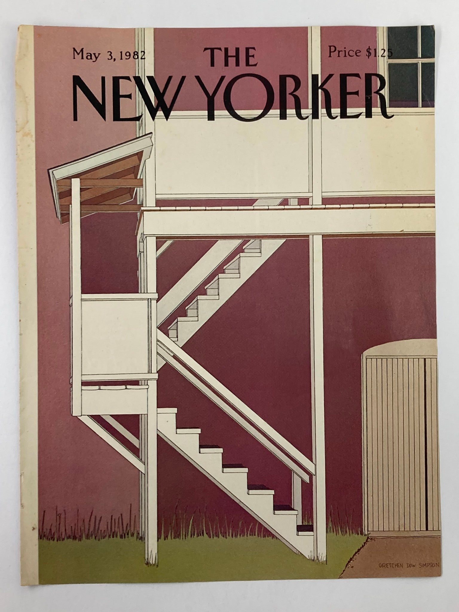 COVER ONLY The New Yorker May 3 1982 Going Up by Gretchen Dow Simpson No Label