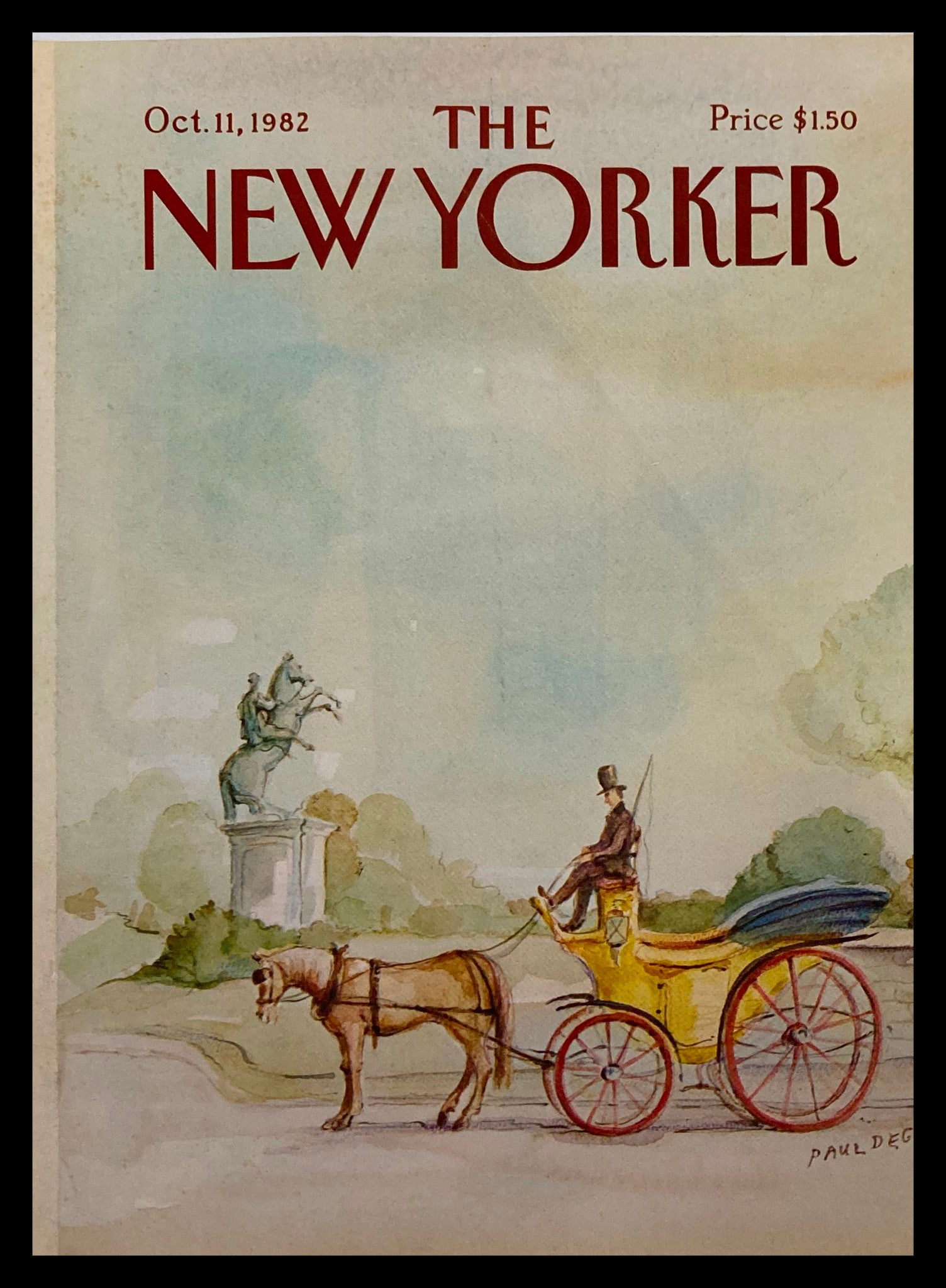 COVER ONLY The New Yorker October 11 1982 Coach & Horse by Paul Degen No Label