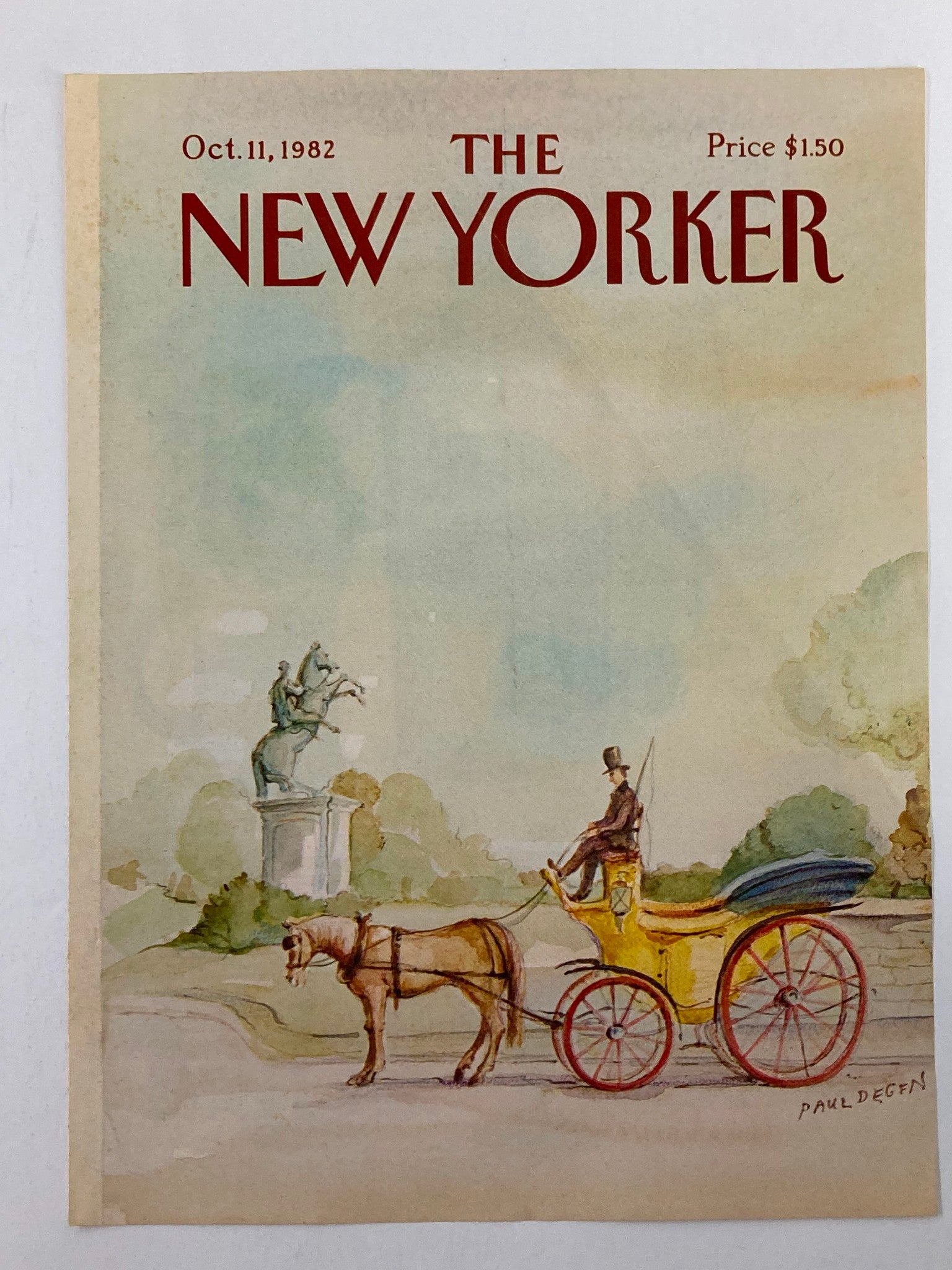 COVER ONLY The New Yorker October 11 1982 Coach & Horse by Paul Degen No Label