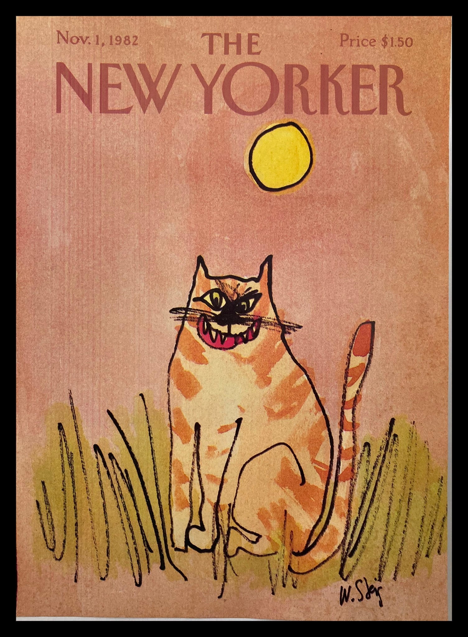 COVER ONLY The New Yorker November 1 1982 Giant Cat by William Steig No Label