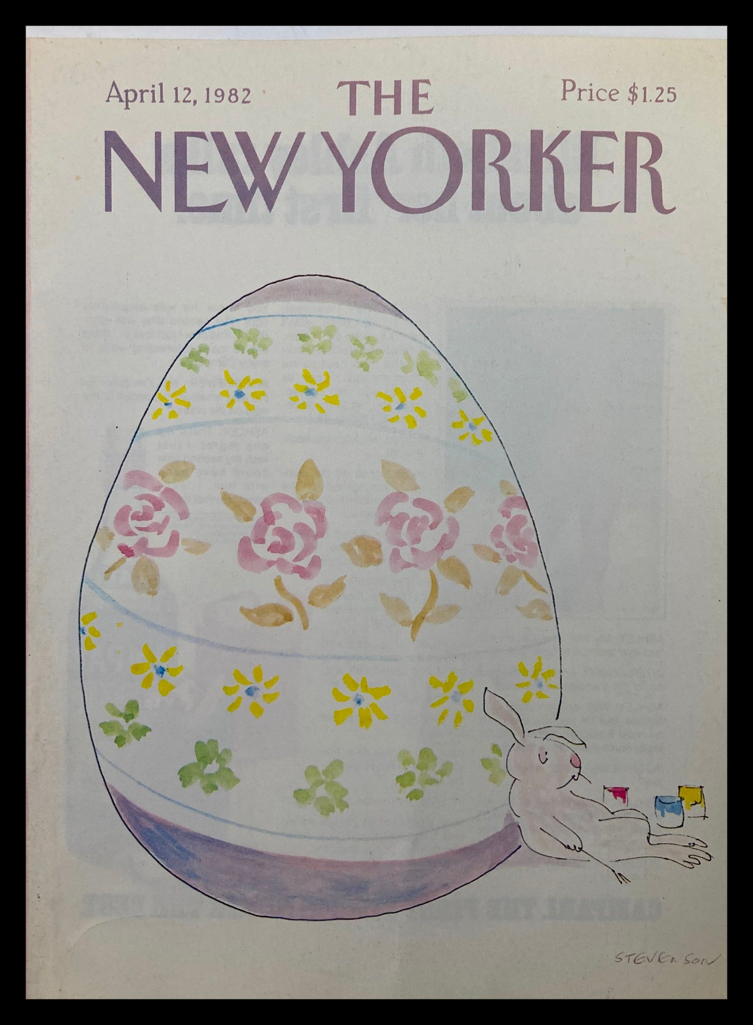 COVER ONLY The New Yorker April 12 1982 Giant Egg by James Stevenson No Label