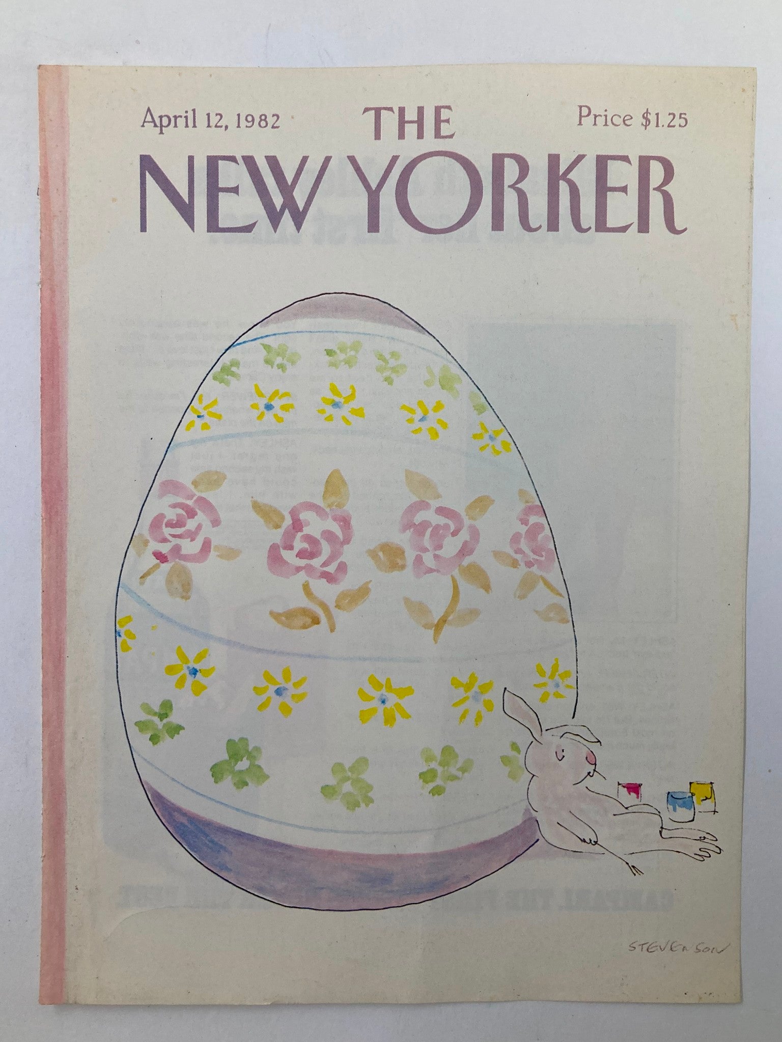 COVER ONLY The New Yorker April 12 1982 Giant Egg by James Stevenson No Label