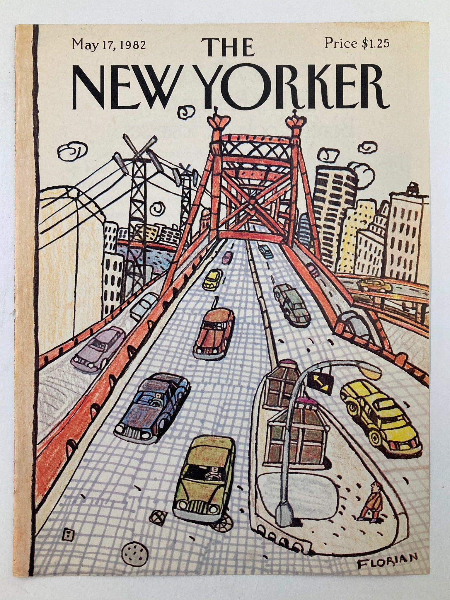 COVER ONLY The New Yorker May 17 1982 Busy Bridge by Florian No Label