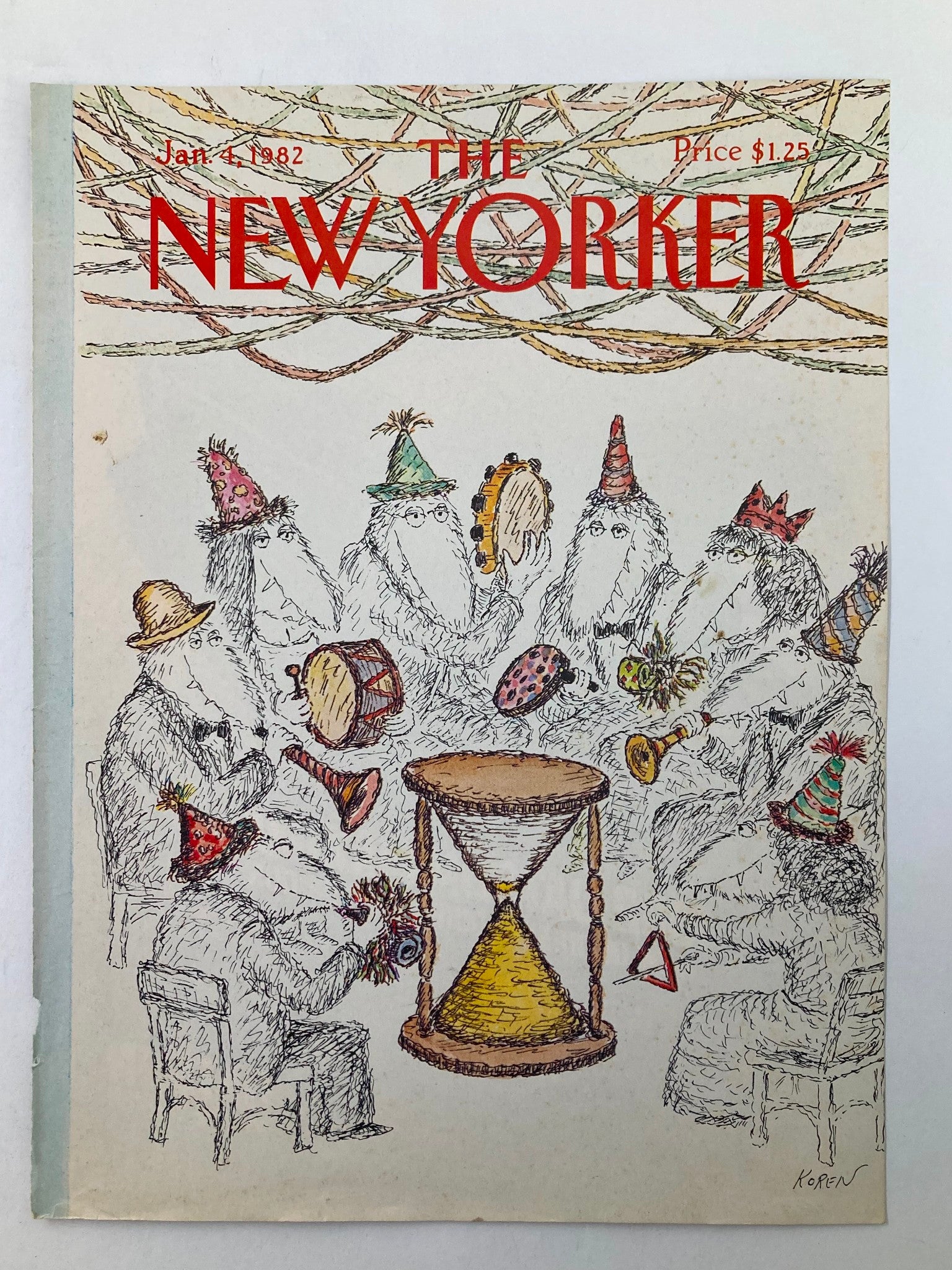 COVER ONLY The New Yorker January 4 1982 Hourglass Meeting by Ed Koren No Label