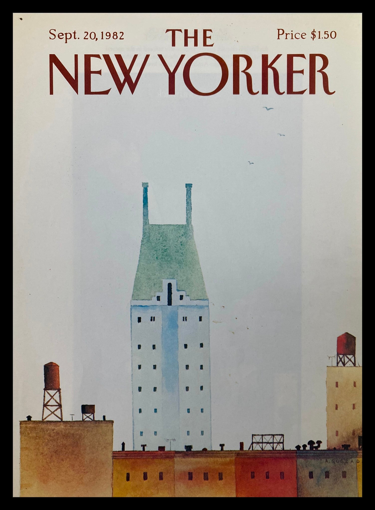 COVER ONLY The New Yorker September 20 1982 Tall Stuff by Abel Quezada No Label