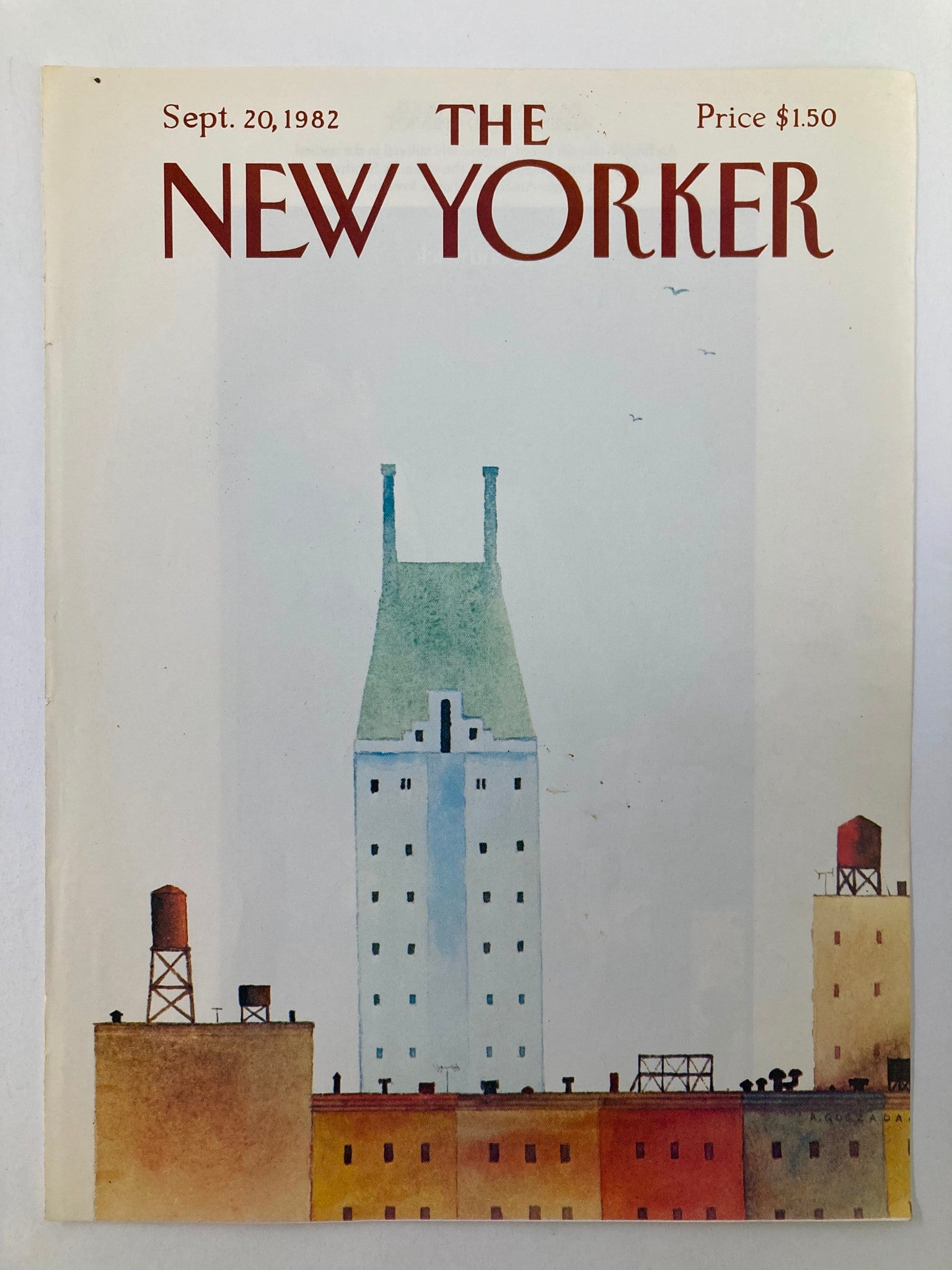 COVER ONLY The New Yorker September 20 1982 Tall Stuff by Abel Quezada No Label