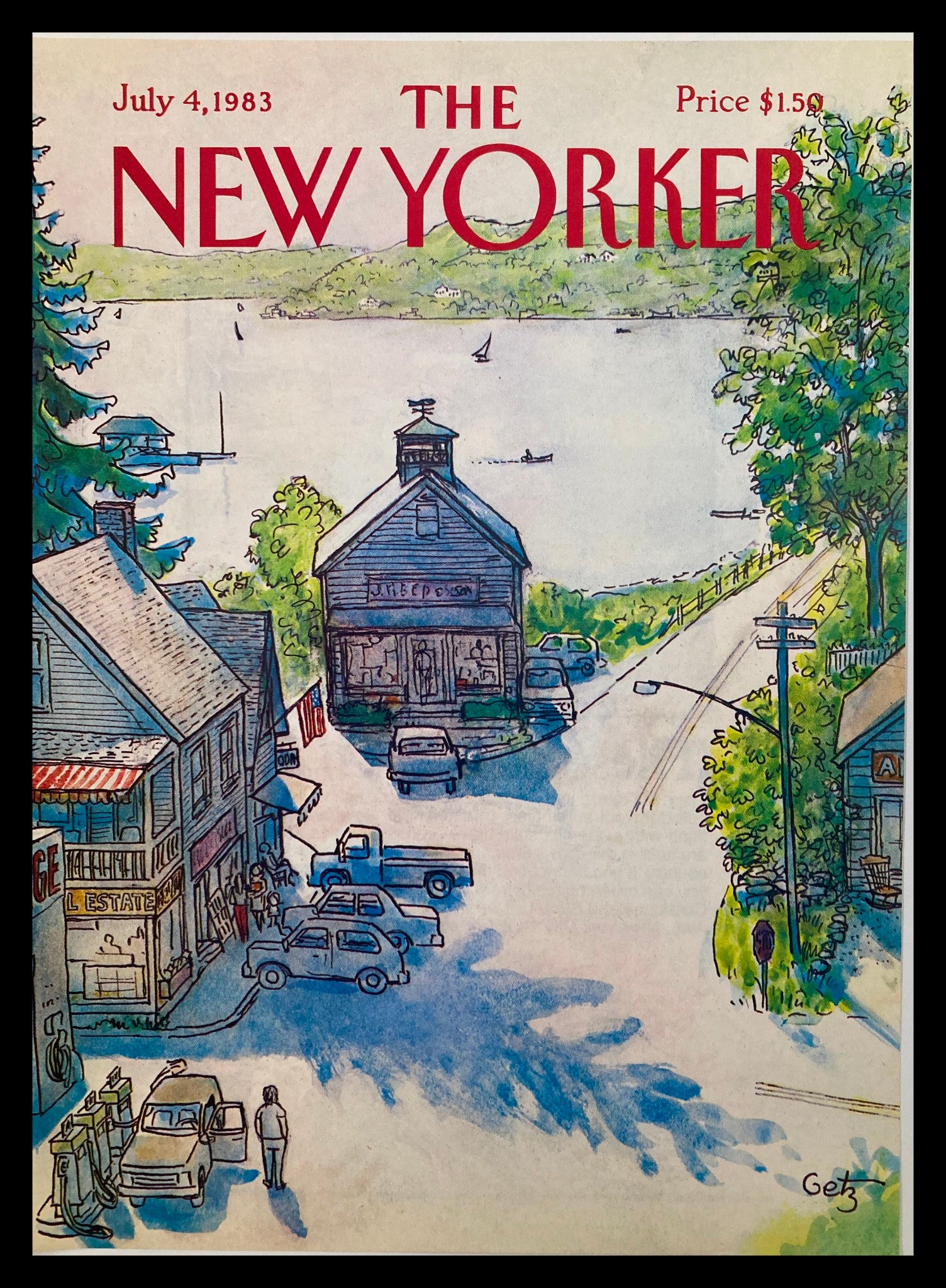 COVER ONLY The New Yorker July 4 1983 Small Town by Arthur Getz No Label