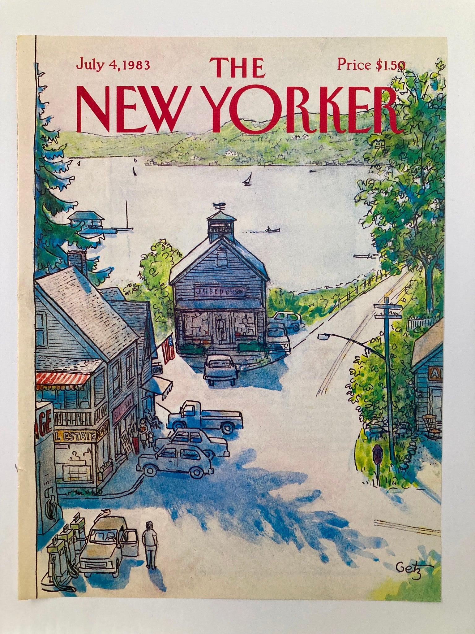 COVER ONLY The New Yorker July 4 1983 Small Town by Arthur Getz No Label