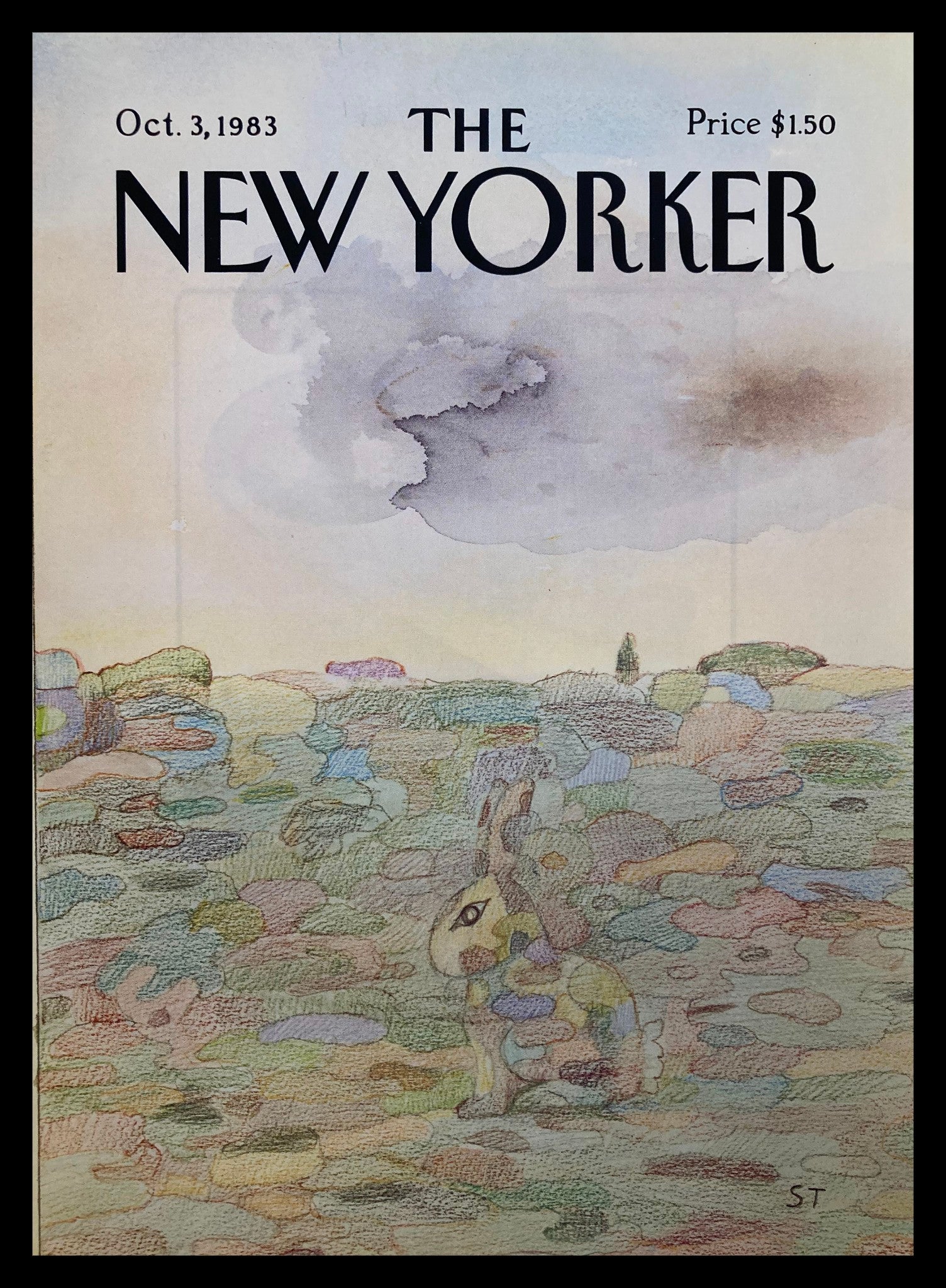 COVER ONLY The New Yorker October 3 1983 Bunny-flage by Saul Steinberg No Label