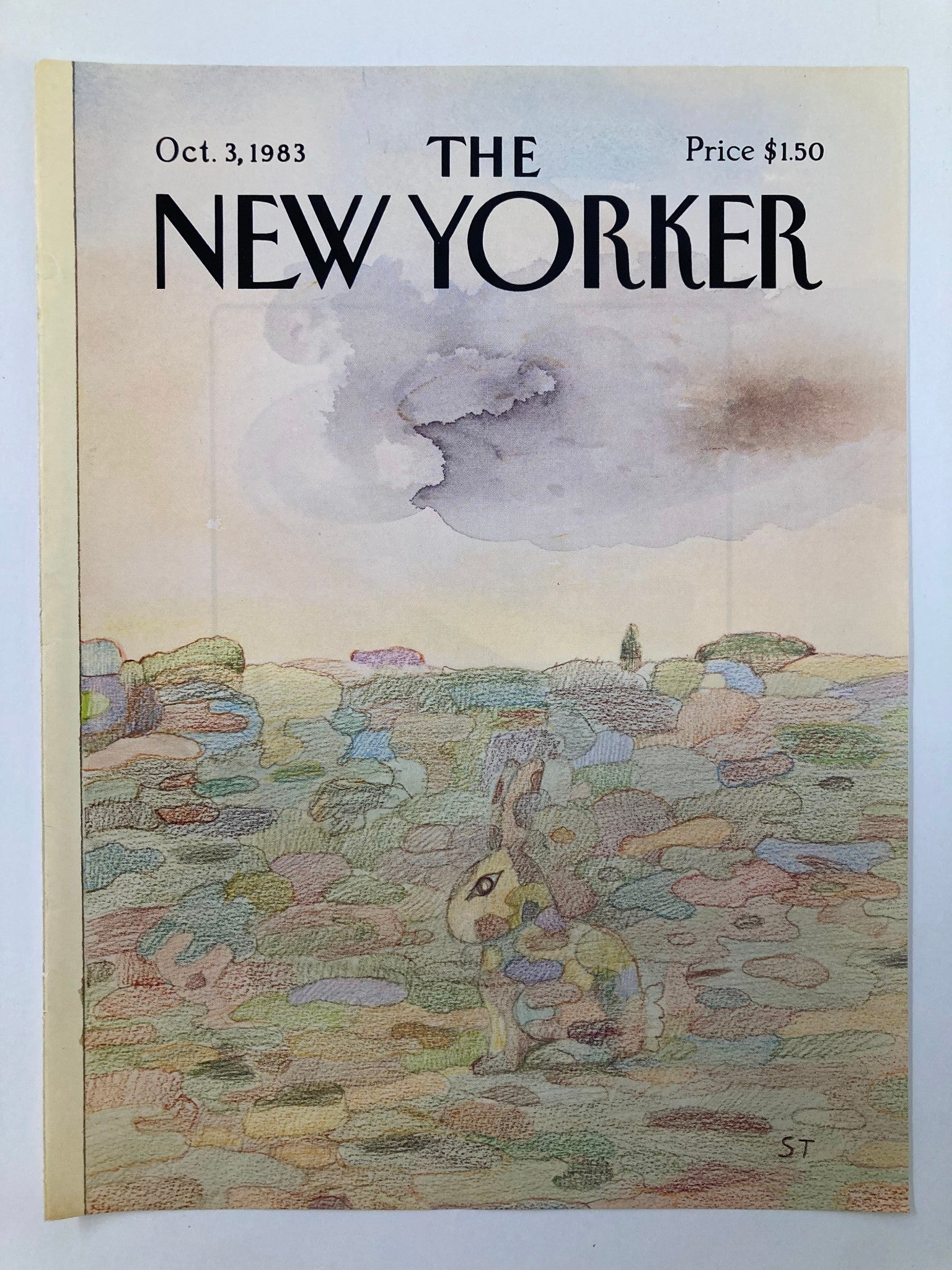 COVER ONLY The New Yorker October 3 1983 Bunny-flage by Saul Steinberg No Label