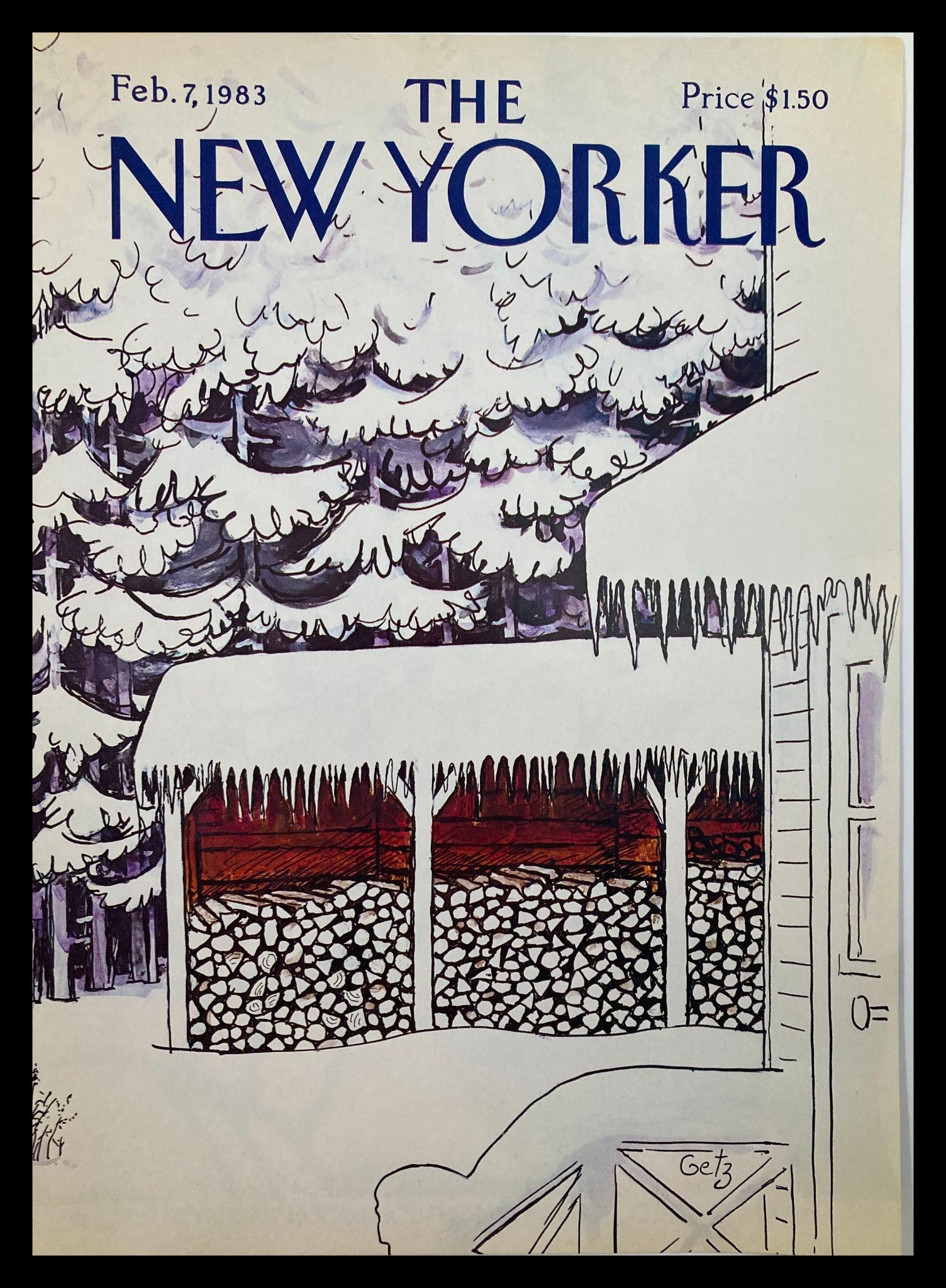 COVER ONLY The New Yorker February 7 1983 Cold Weather by Arthur Getz No Label