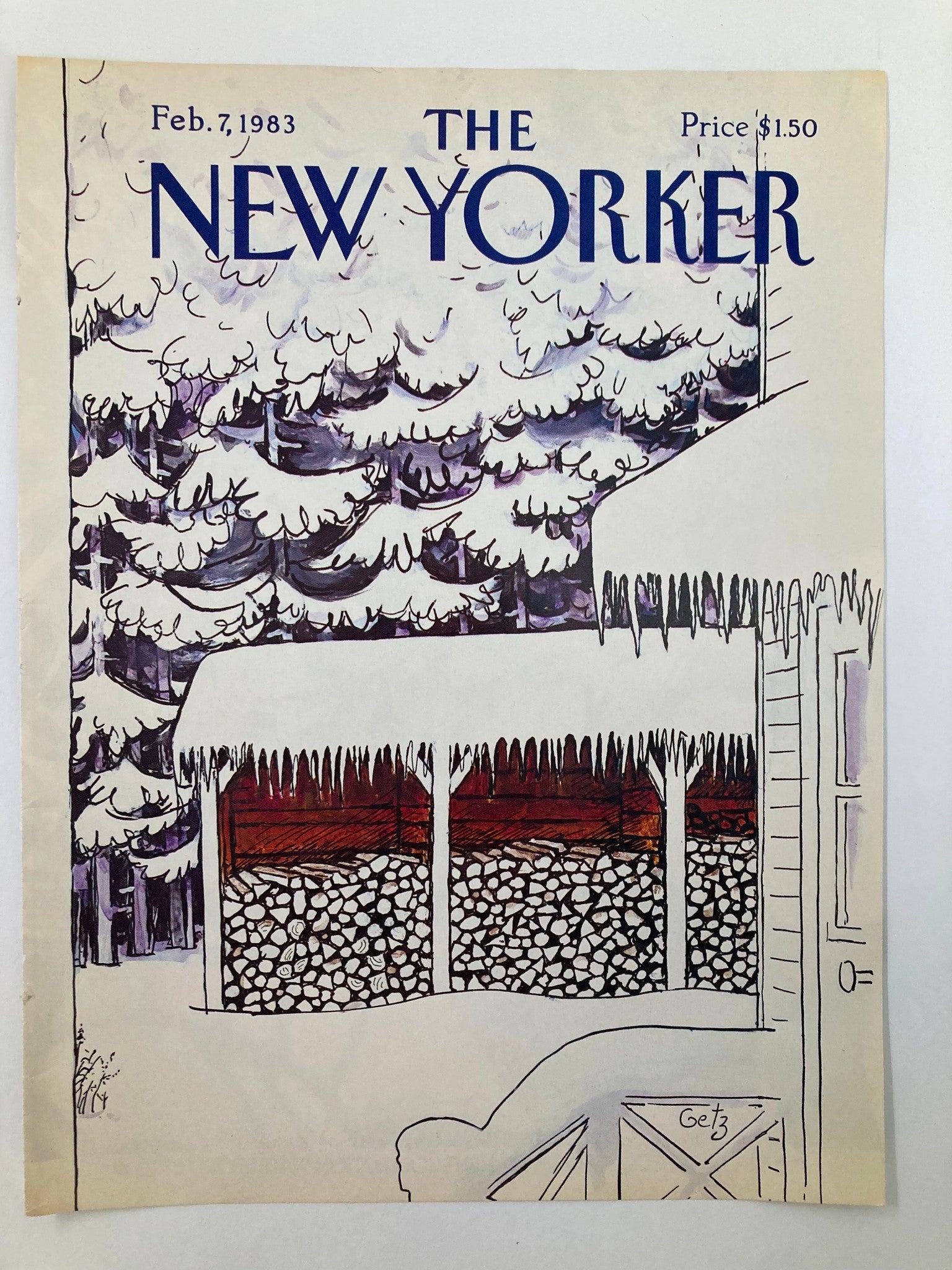 COVER ONLY The New Yorker February 7 1983 Cold Weather by Arthur Getz No Label