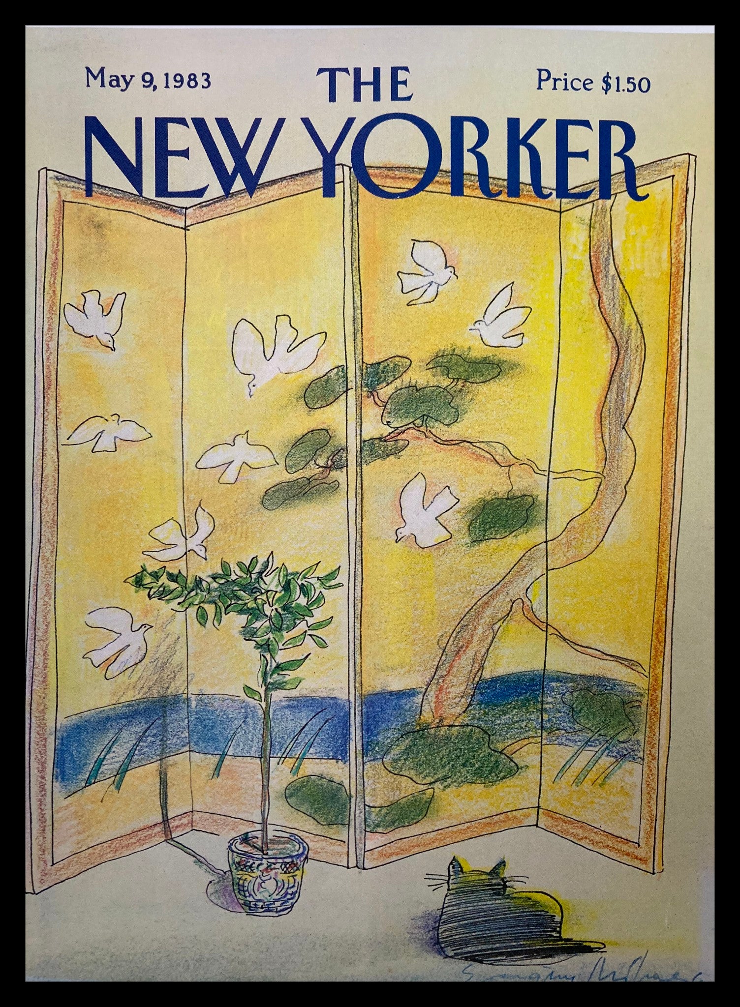 COVER ONLY The New Yorker May 9 1983 Japanese Wall by Eugene Mihaesco No Label