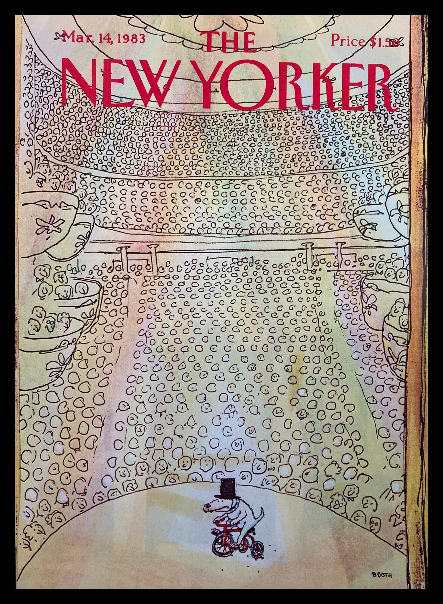 COVER ONLY The New Yorker March 14 1983 Big Crowd by George Booth No Label