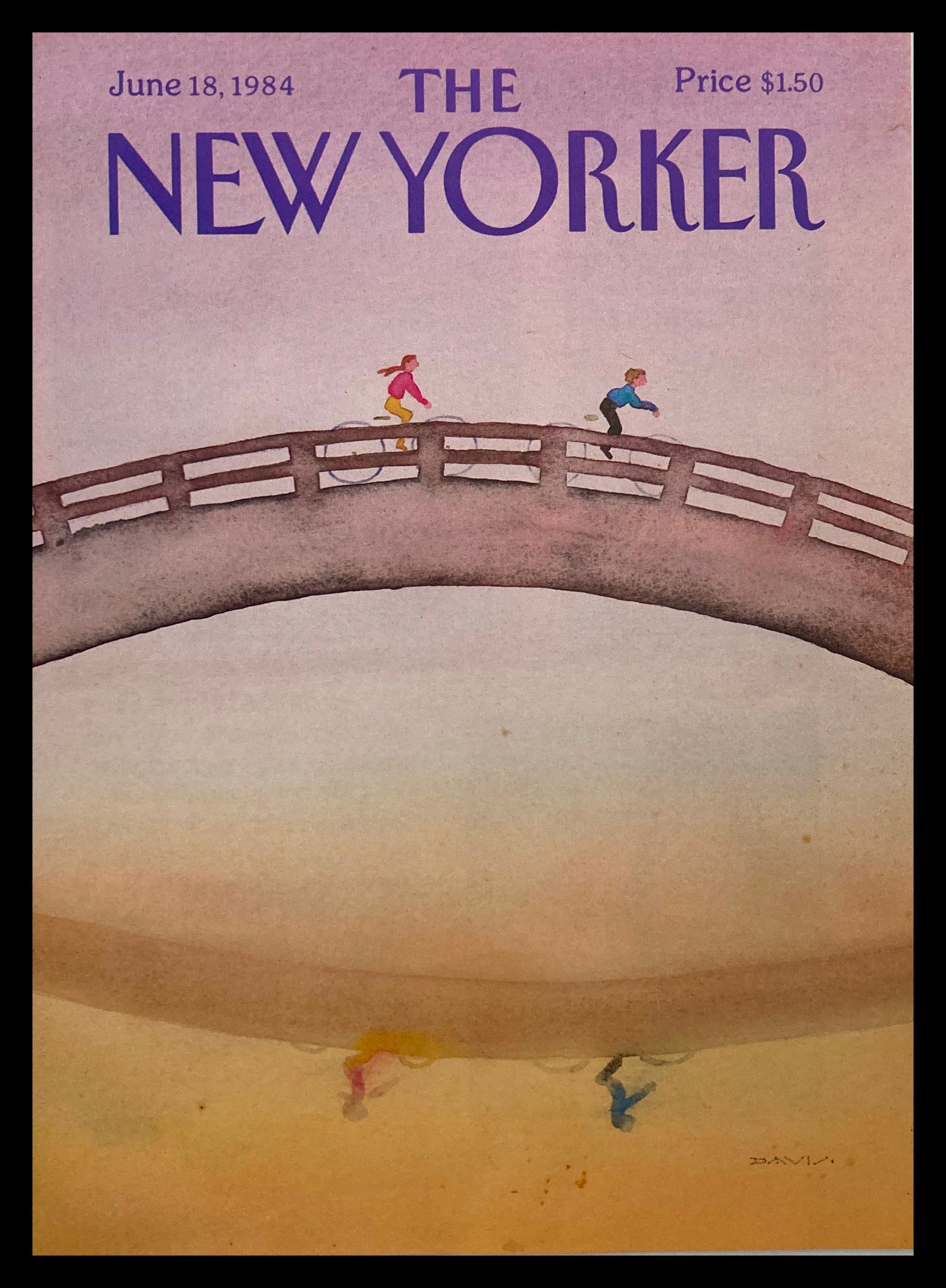 COVER ONLY The New Yorker June 18 1984 Over The Bridge by Susan Davis No Label