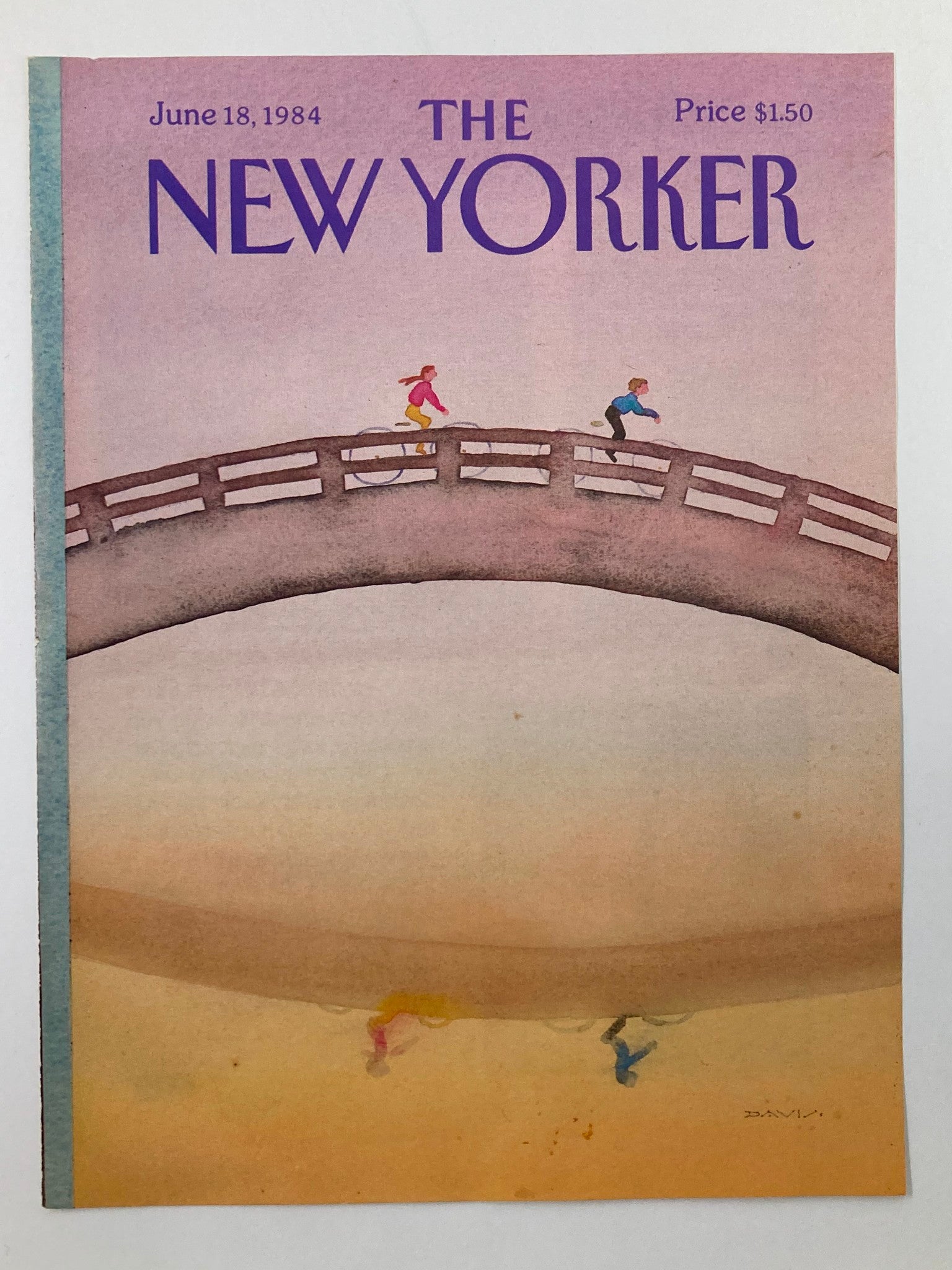 COVER ONLY The New Yorker June 18 1984 Over The Bridge by Susan Davis No Label