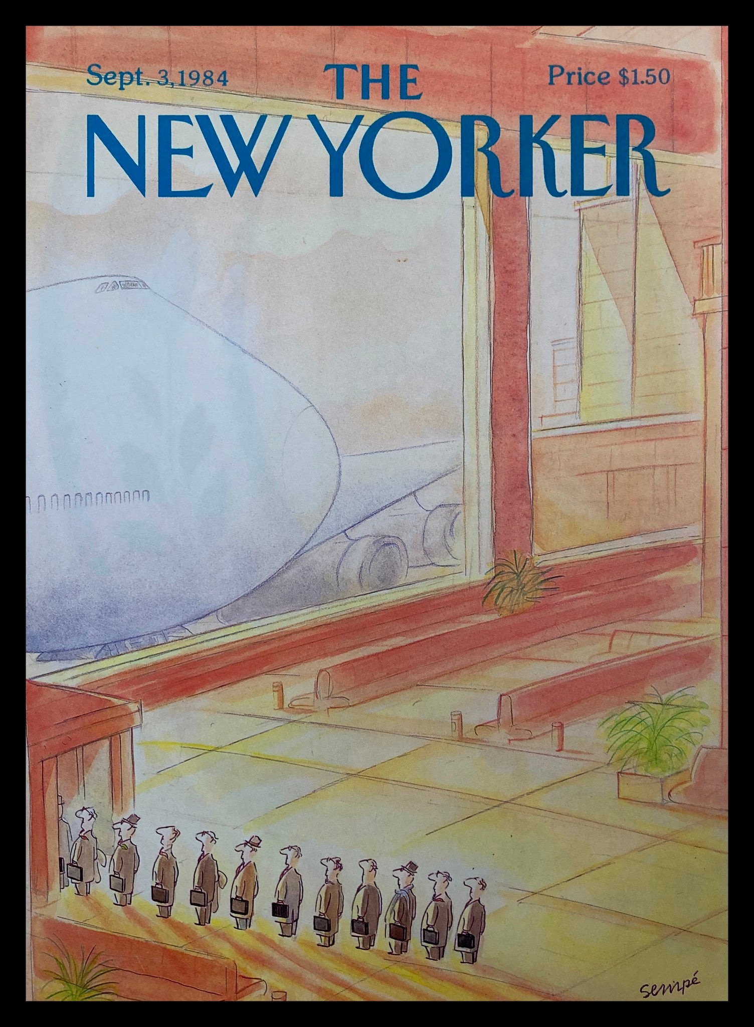 COVER ONLY The New Yorker September 3 1984 Boarding by J. J. Sempe No Label