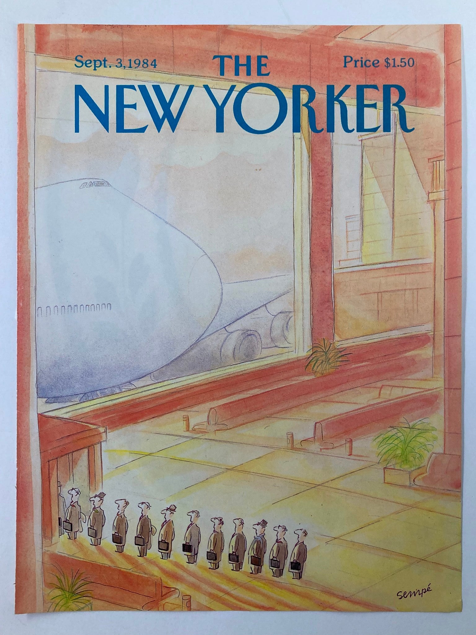 COVER ONLY The New Yorker September 3 1984 Boarding by J. J. Sempe No Label