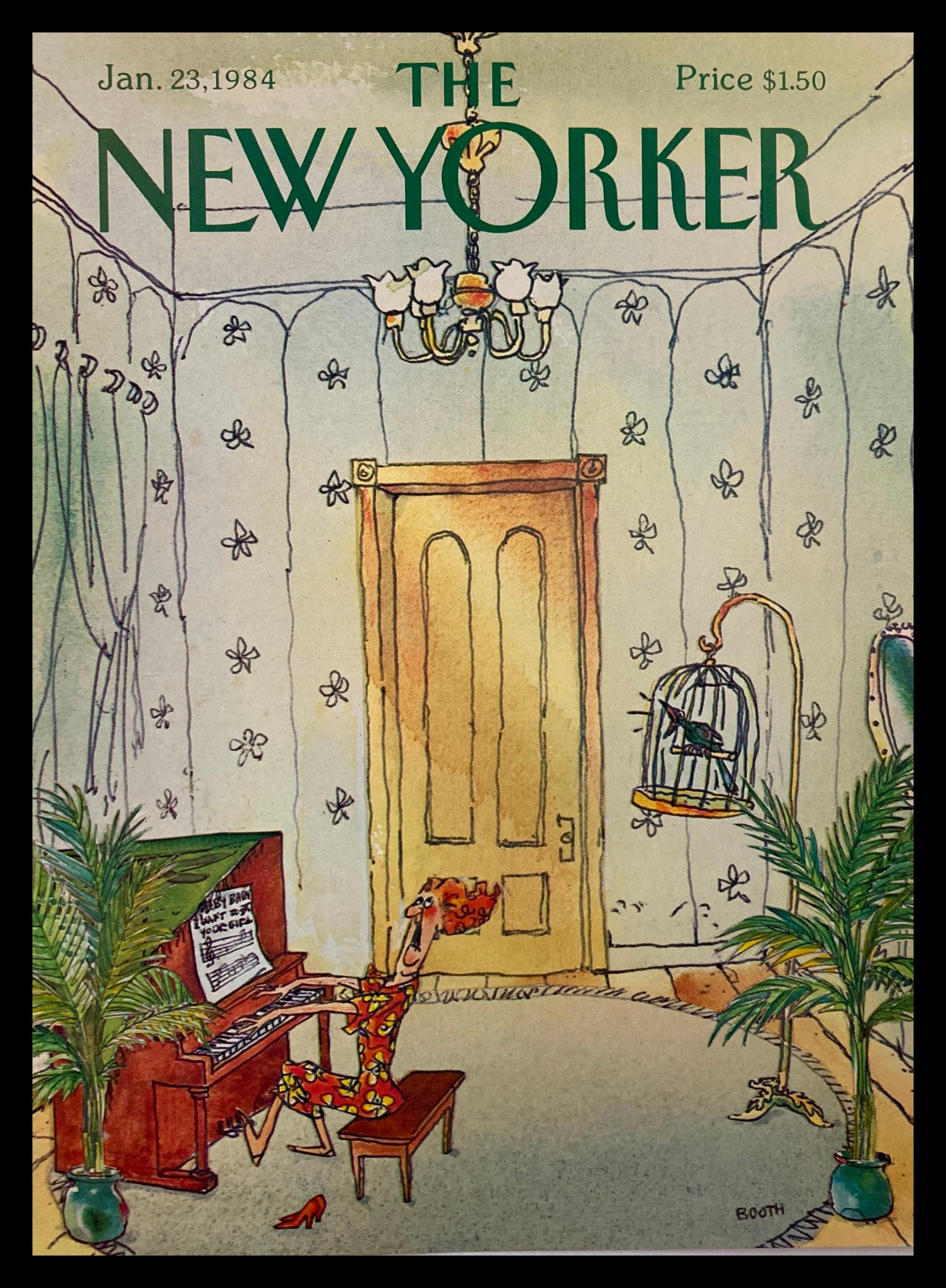 COVER ONLY The New Yorker January 23 1984 Piano Lady by George Booth No Label