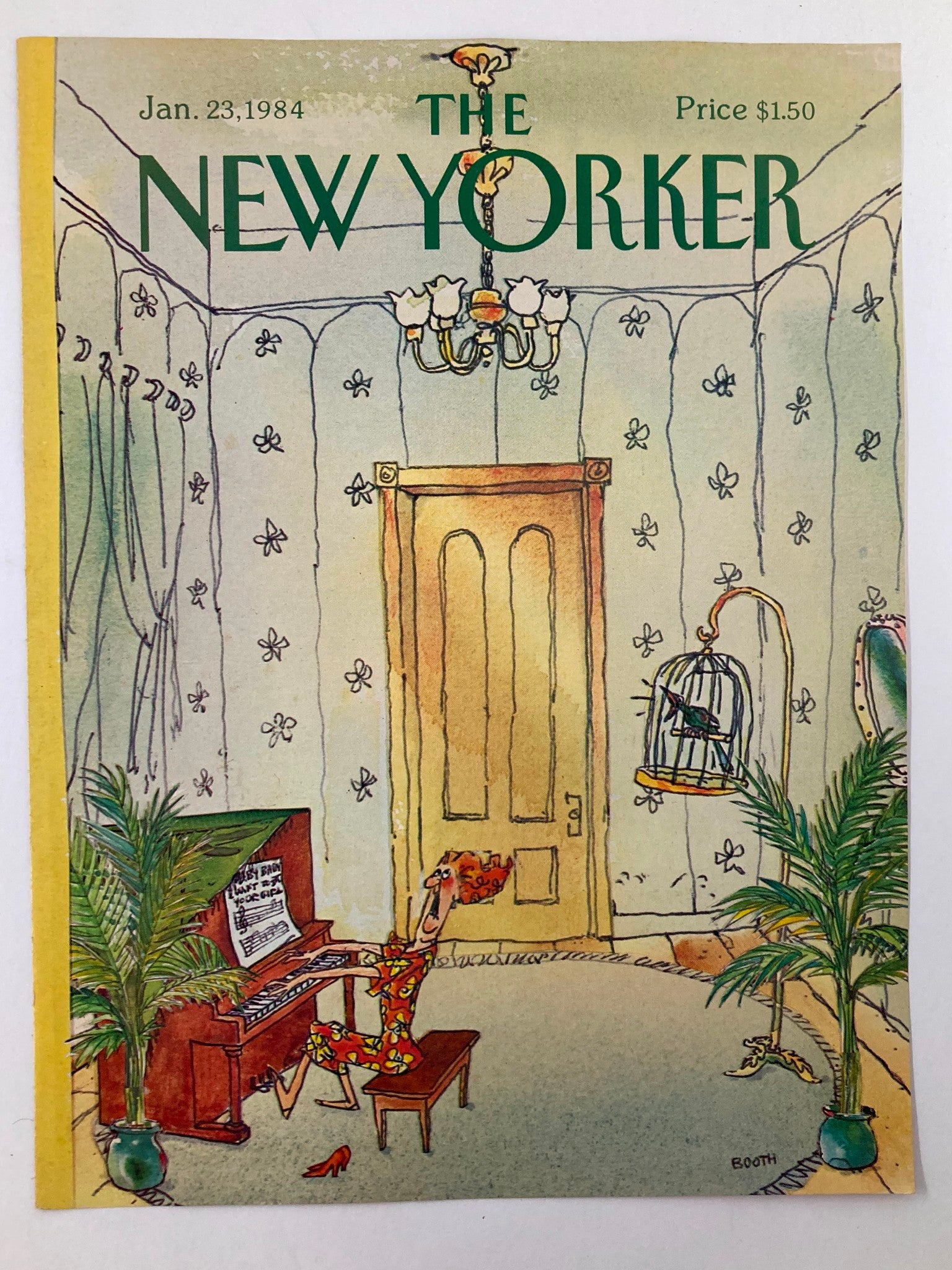 COVER ONLY The New Yorker January 23 1984 Piano Lady by George Booth No Label