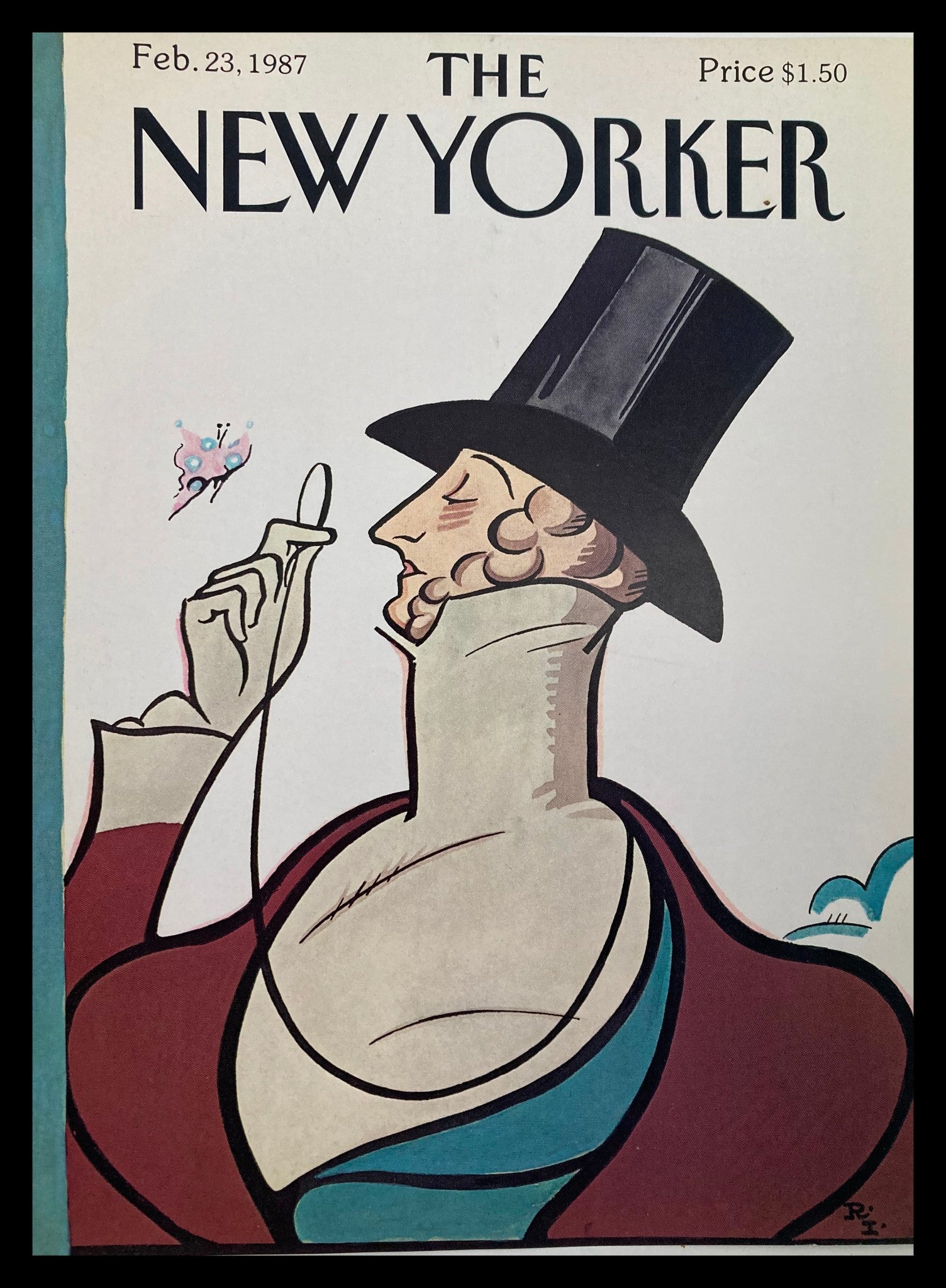 COVER ONLY The New Yorker February 23 1987 Mastermind by Ira Levin No Label